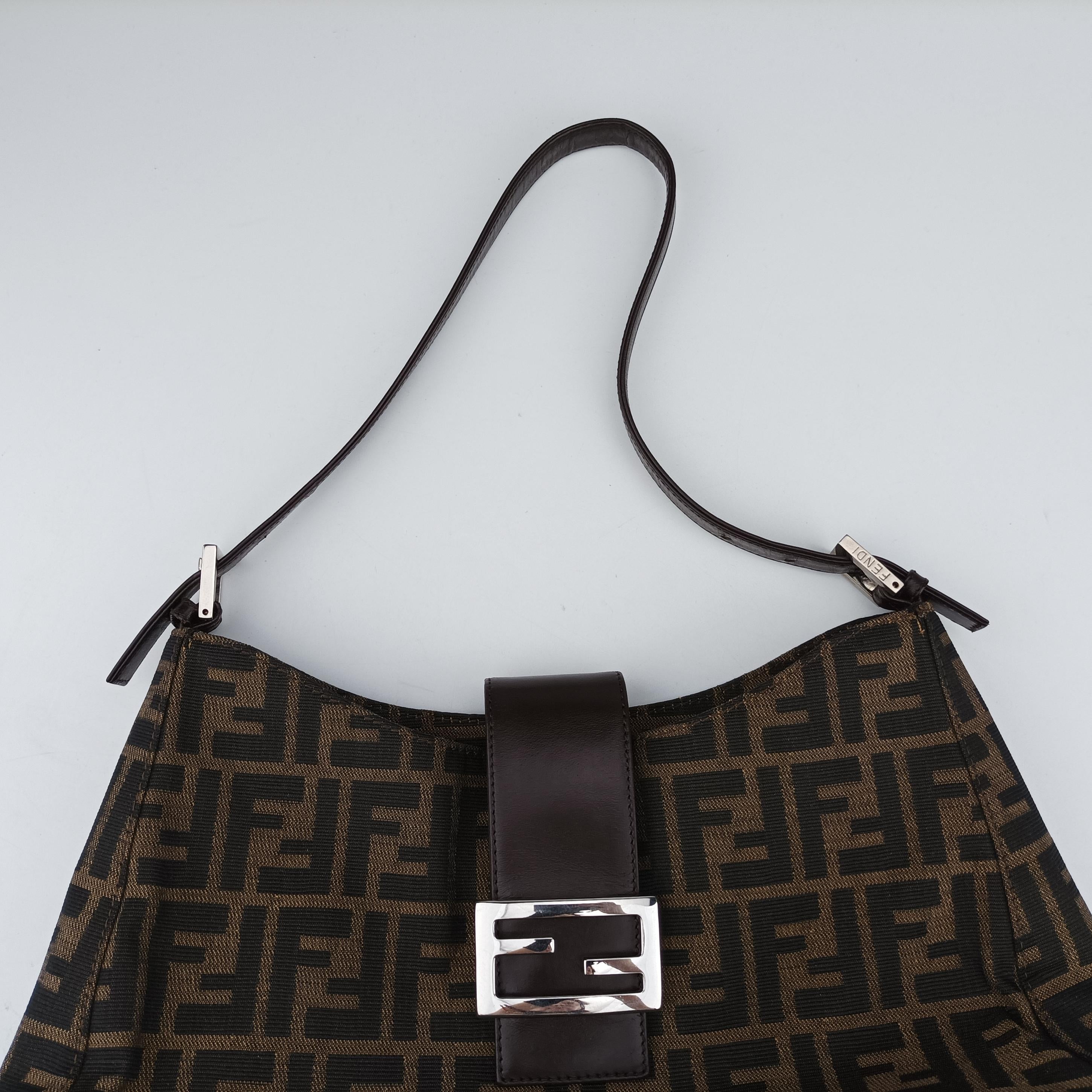 Pre-owned Fendi Mamma Baguette Brown canvas×leather 091611 shoulderbag | stylenewstar