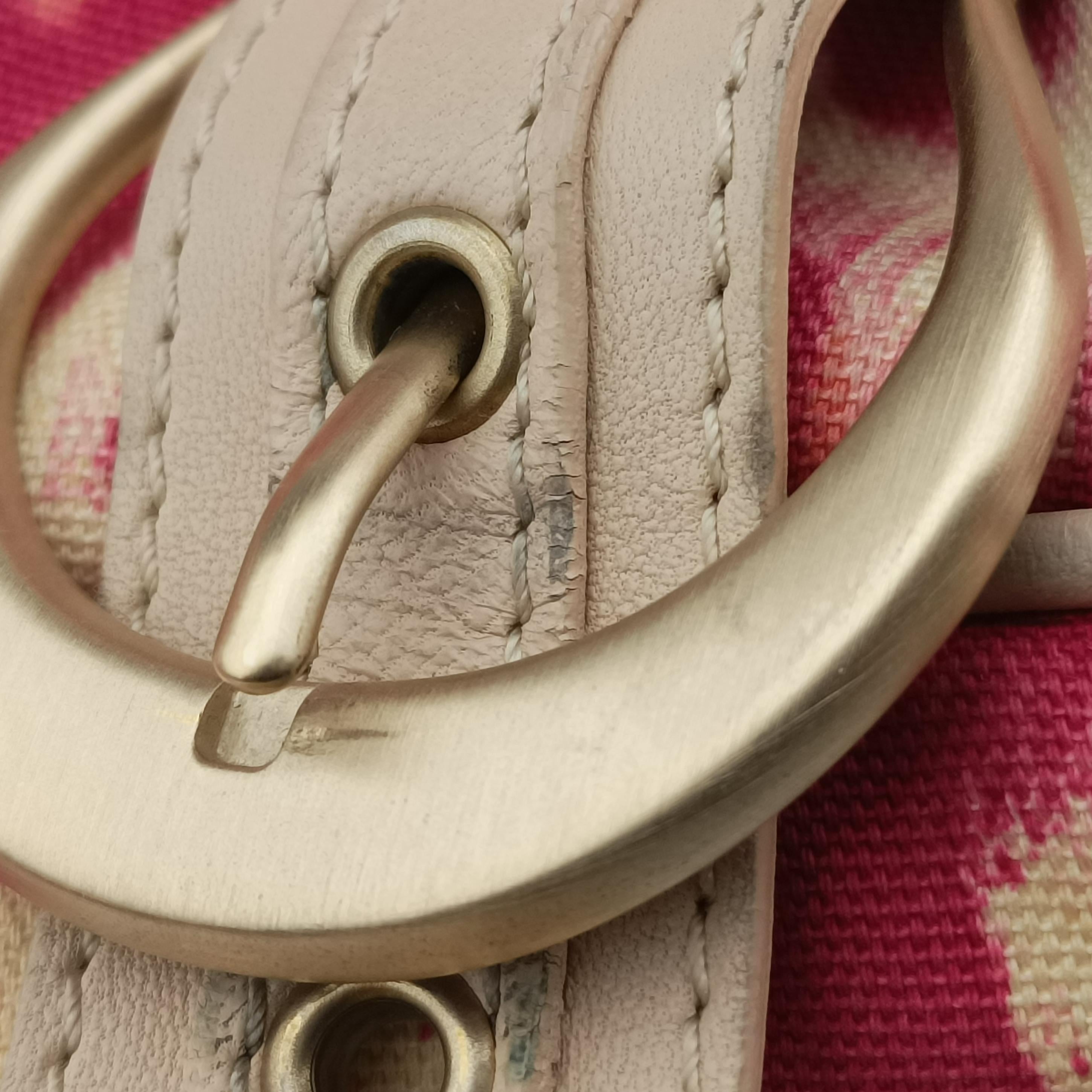 Pre-owned Christian Dior Buckle Handle Satchel Red x Beige canvas  handbag | stylenewstar