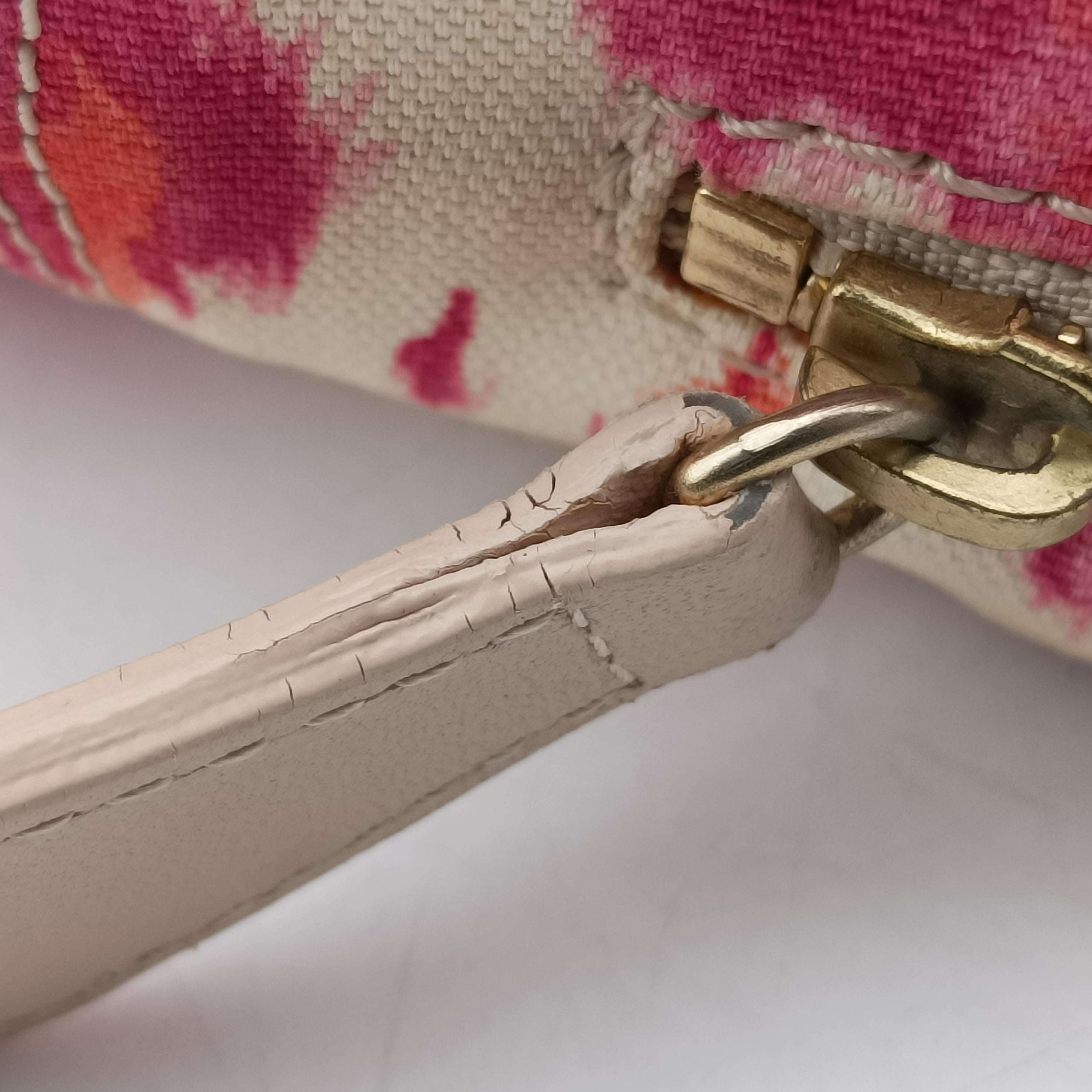 Pre-owned Christian Dior Buckle Handle Satchel Red x Beige canvas  handbag | stylenewstar