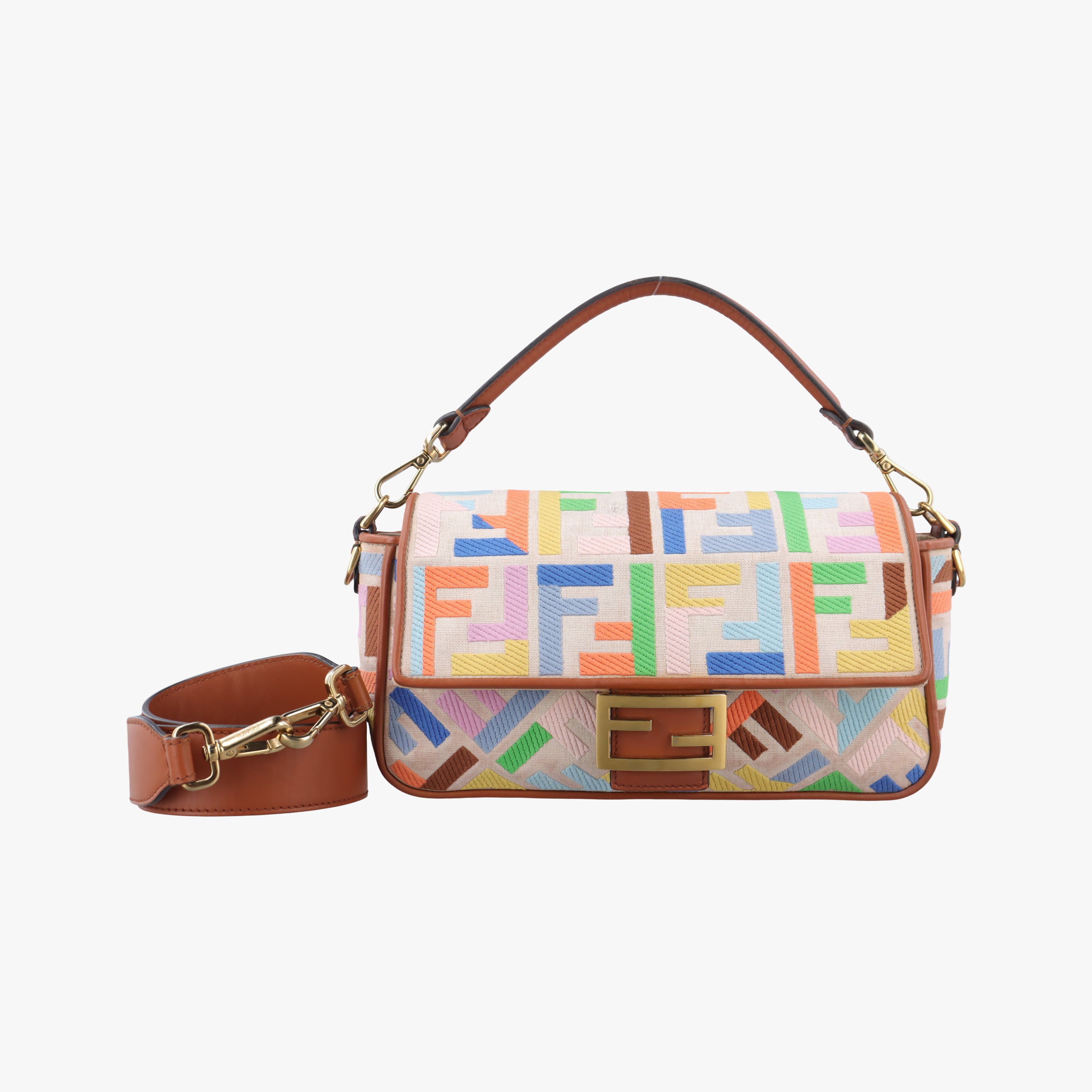 Pre-owned Fendi BAGUETTE Multicolour canvas 8BR600 shoulderbag | stylenewstar