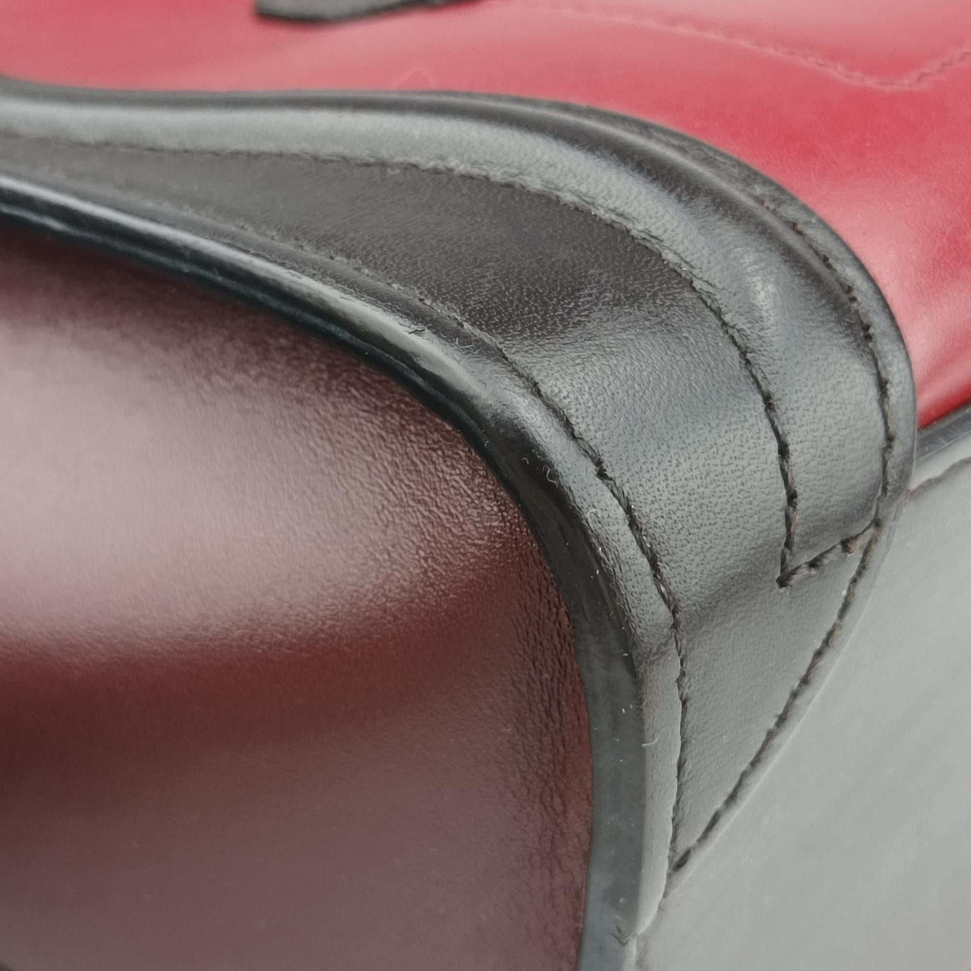 Pre-owned Celine luggage nano shopper Black×Red×Burgundy Leather  handbag | stylenewstar