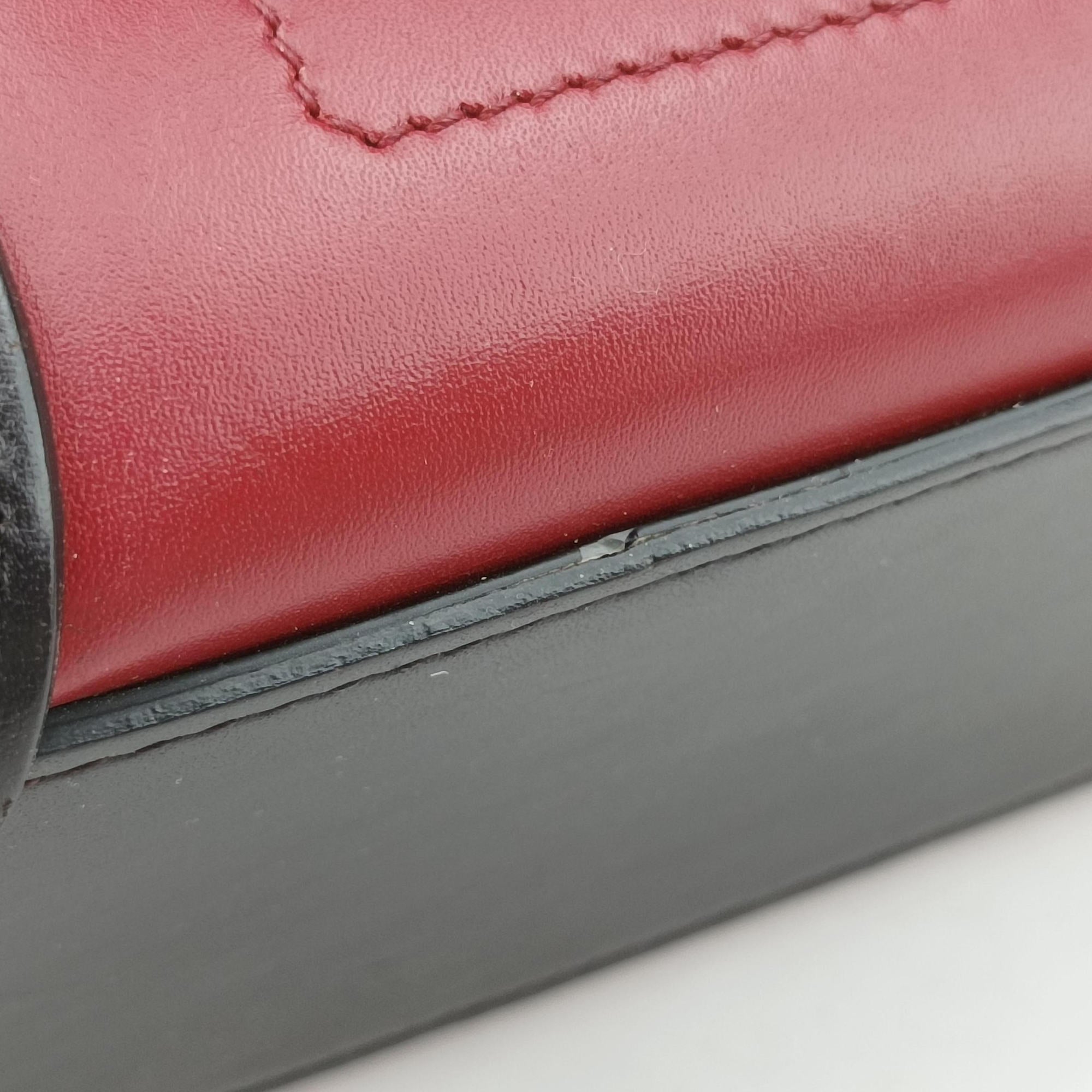 Pre-owned Celine luggage nano shopper Black×Red×Burgundy Leather  handbag | stylenewstar