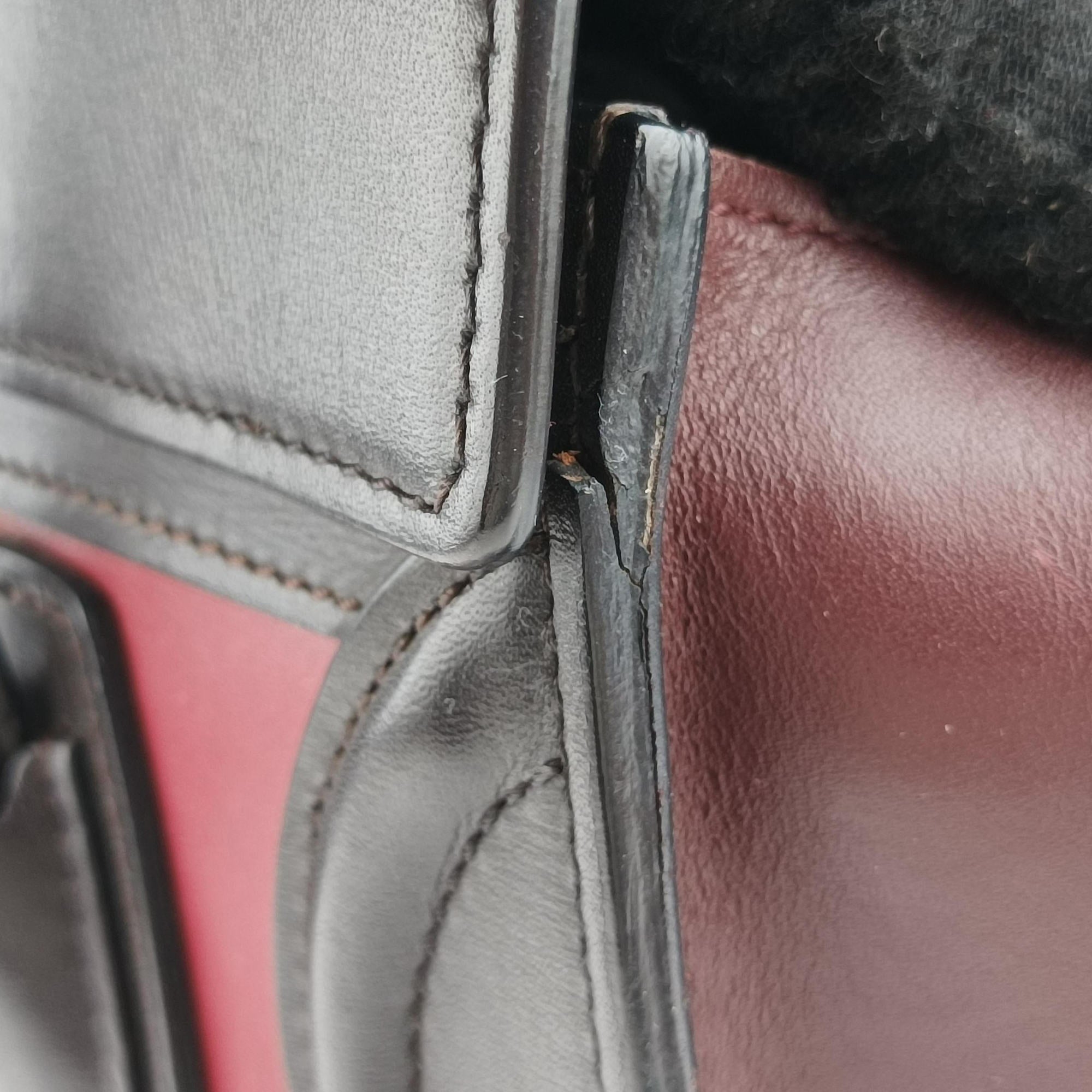Pre-owned Celine luggage nano shopper Black×Red×Burgundy Leather  handbag | stylenewstar
