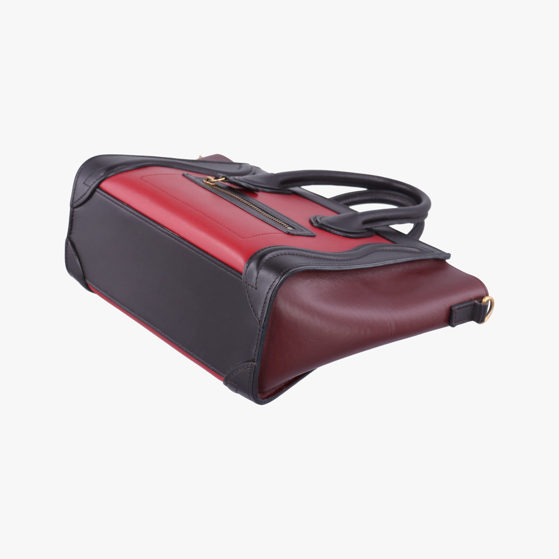 Pre-owned Celine luggage nano shopper Black×Red×Burgundy Leather  handbag | stylenewstar