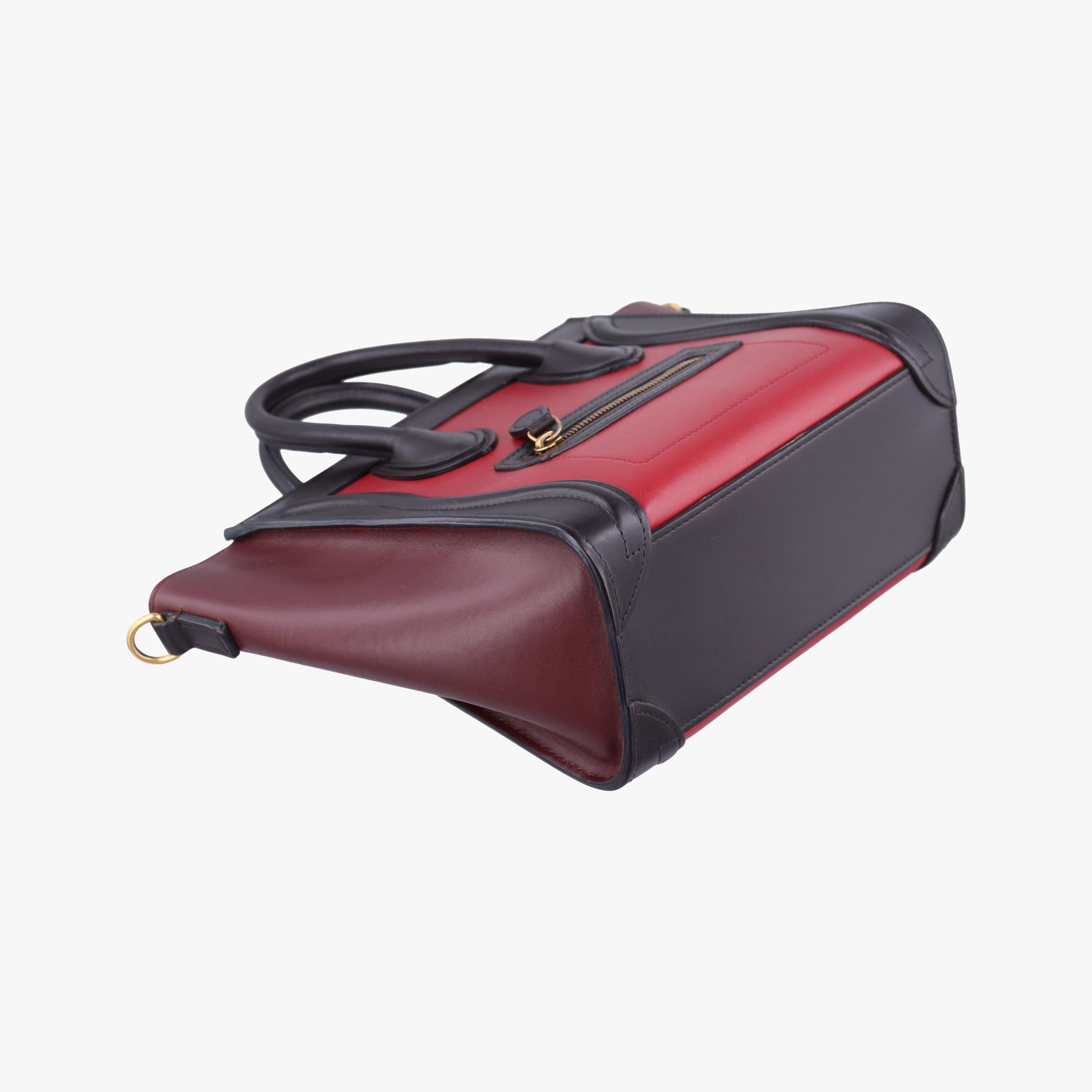 Pre-owned Celine luggage nano shopper Black×Red×Burgundy Leather  handbag | stylenewstar