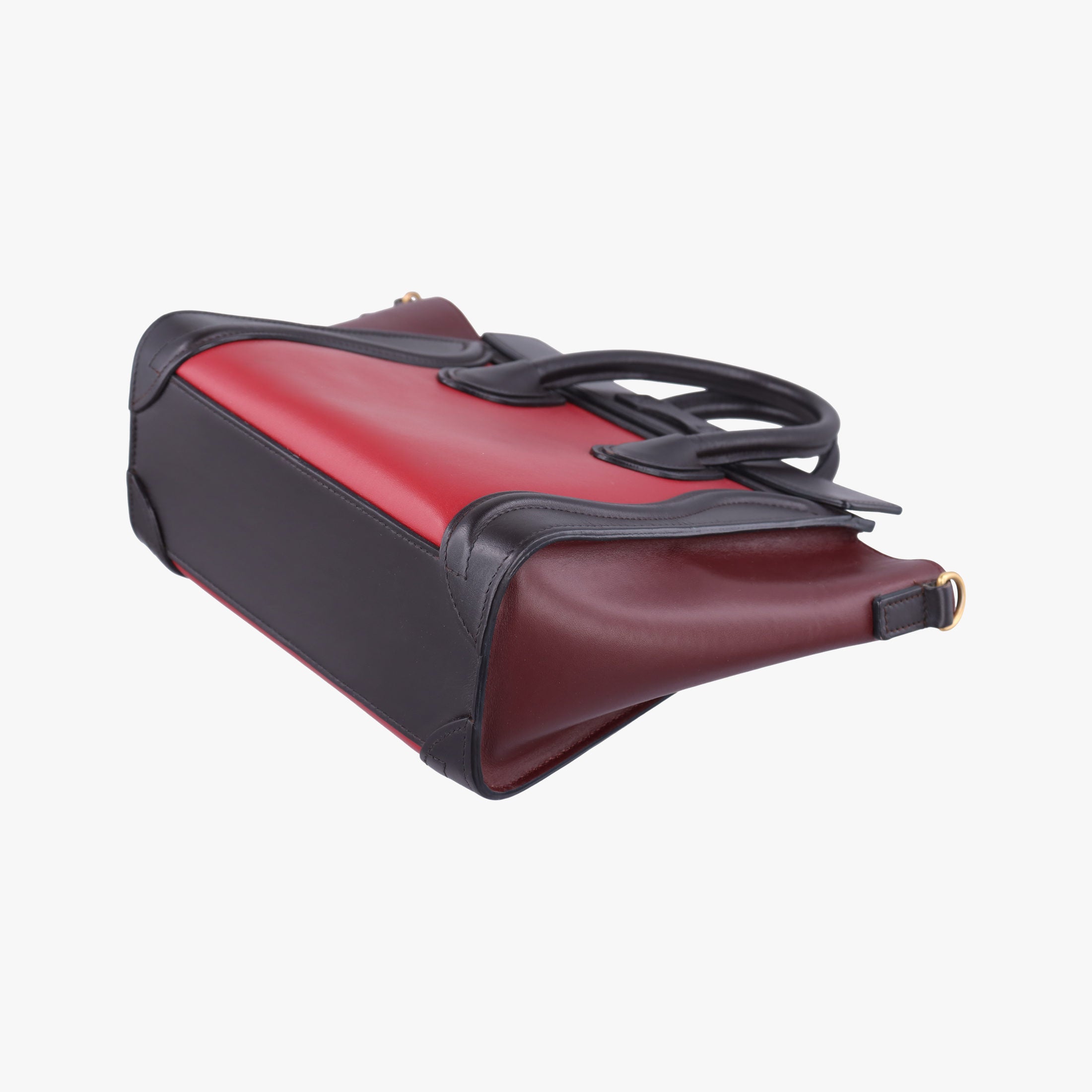 Pre-owned Celine luggage nano shopper Black×Red×Burgundy Leather  handbag | stylenewstar
