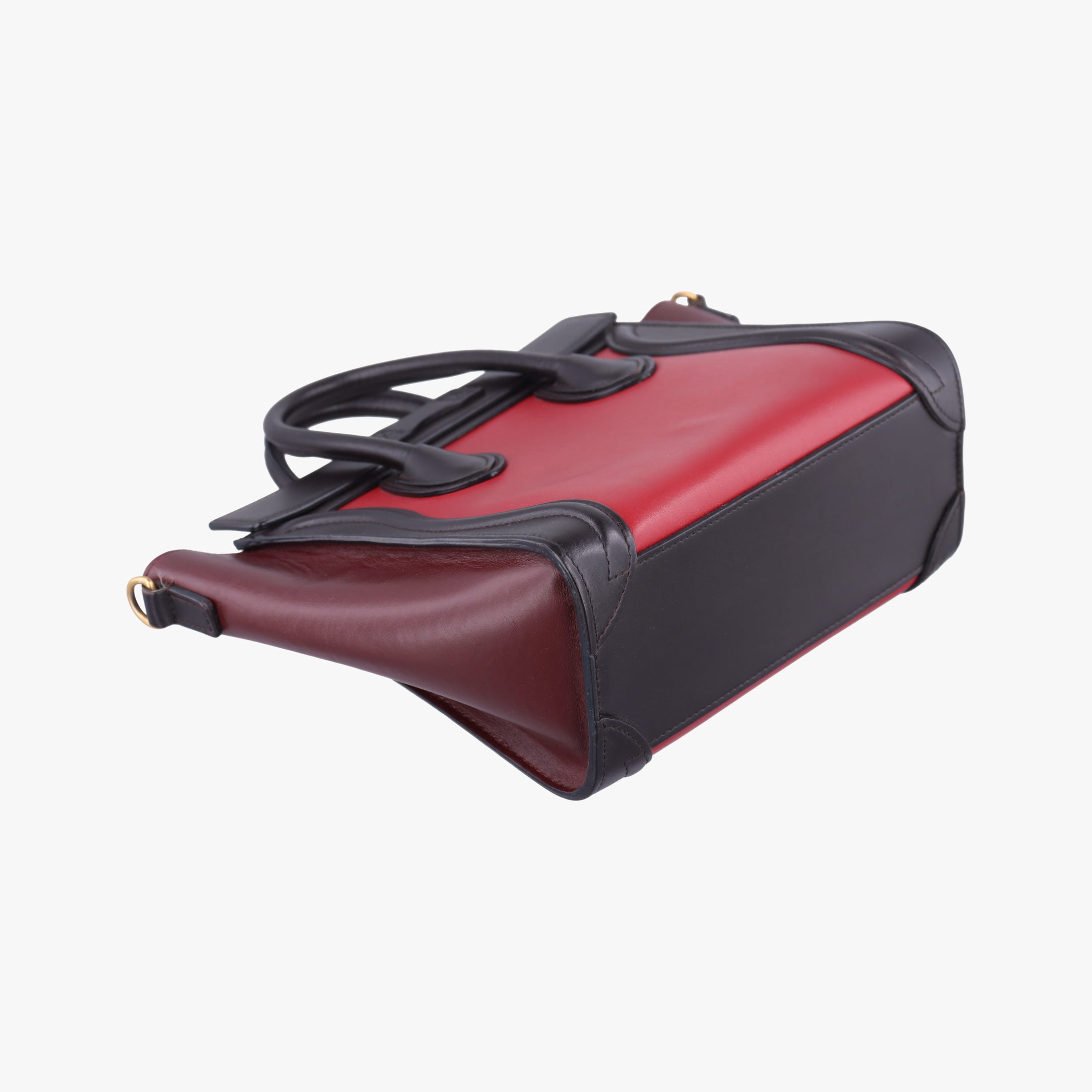 Pre-owned Celine luggage nano shopper Black×Red×Burgundy Leather  handbag | stylenewstar