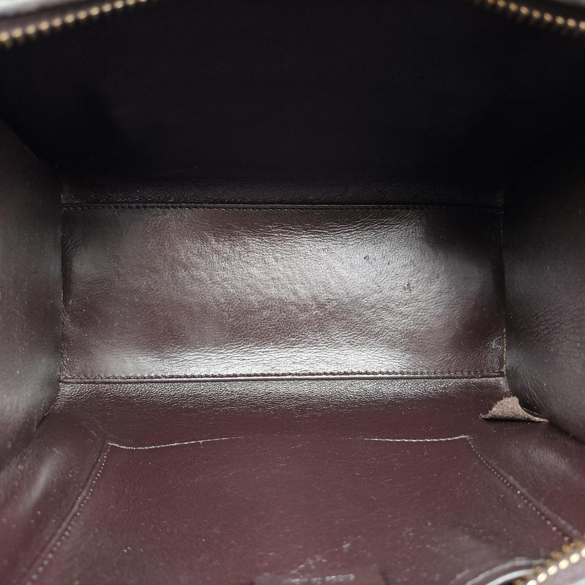 Pre-owned Celine luggage nano shopper Black×Red×Burgundy Leather  handbag | stylenewstar