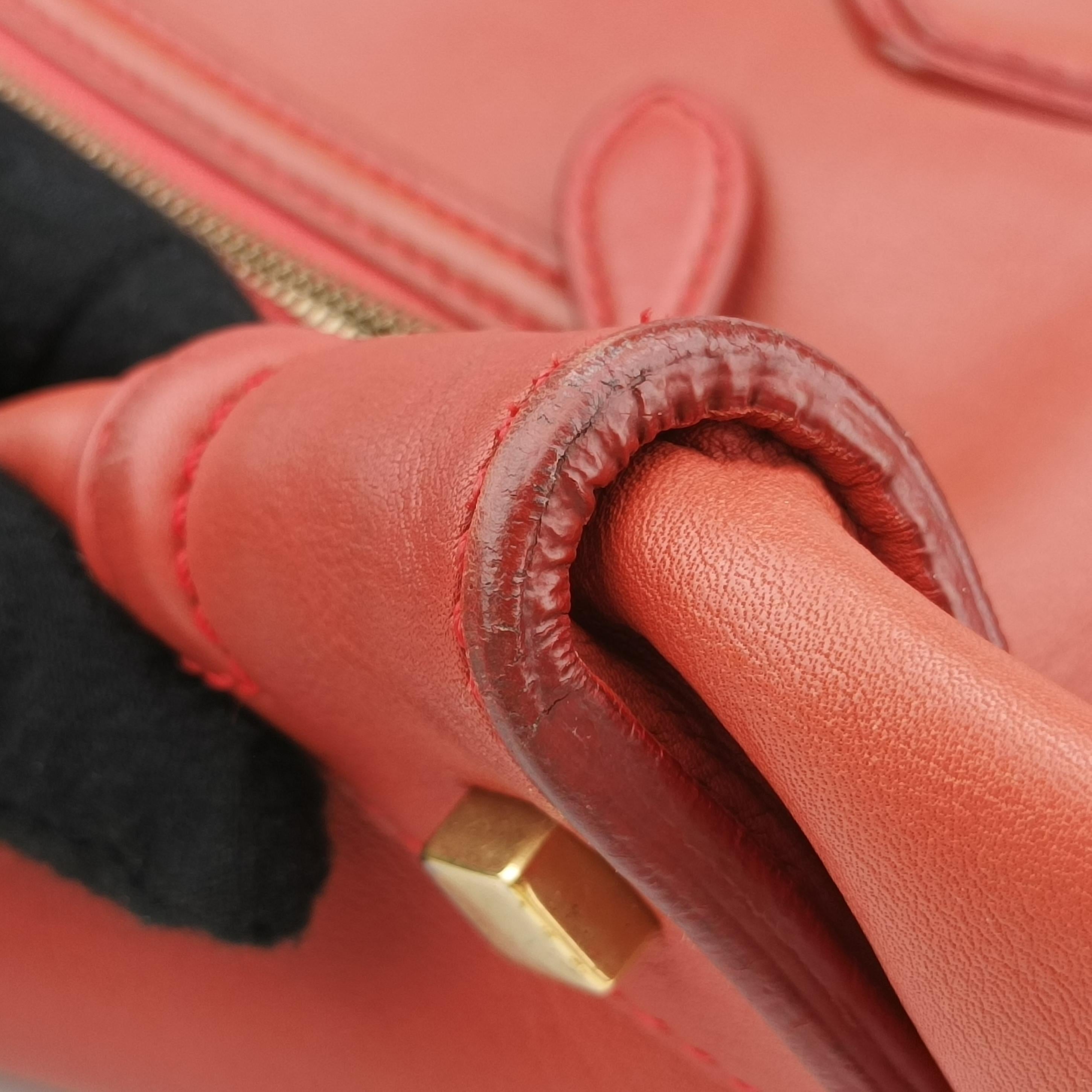 Pre-owned Celine Luggage Mini Shopper Red Leather  handbag | stylenewstar