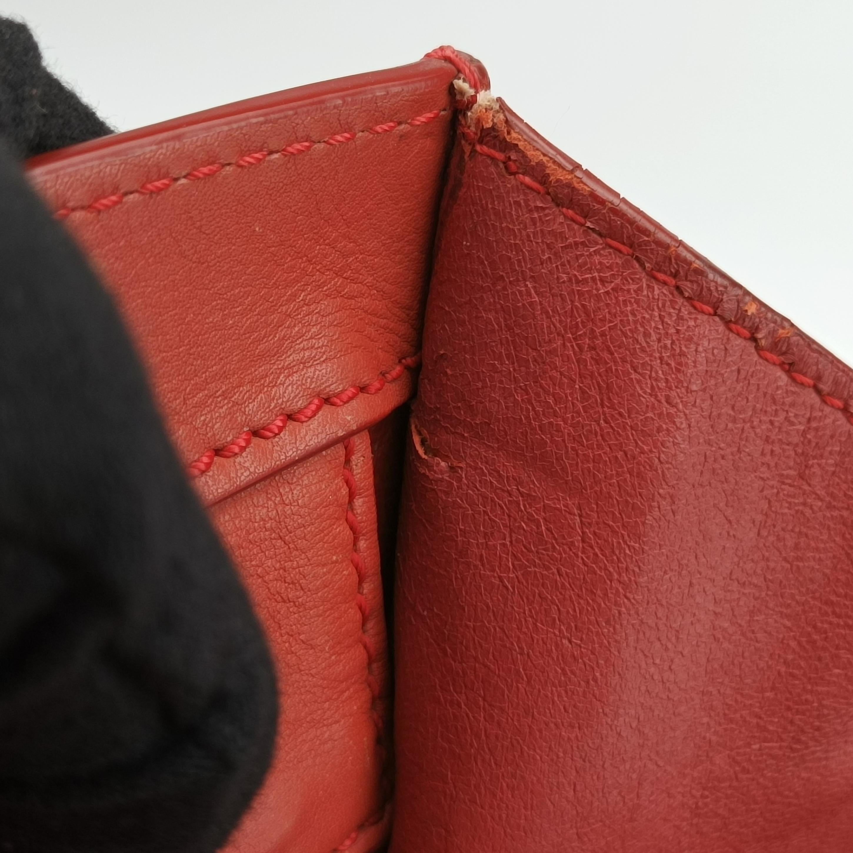 Pre-owned Celine Luggage Mini Shopper Red Leather  handbag | stylenewstar