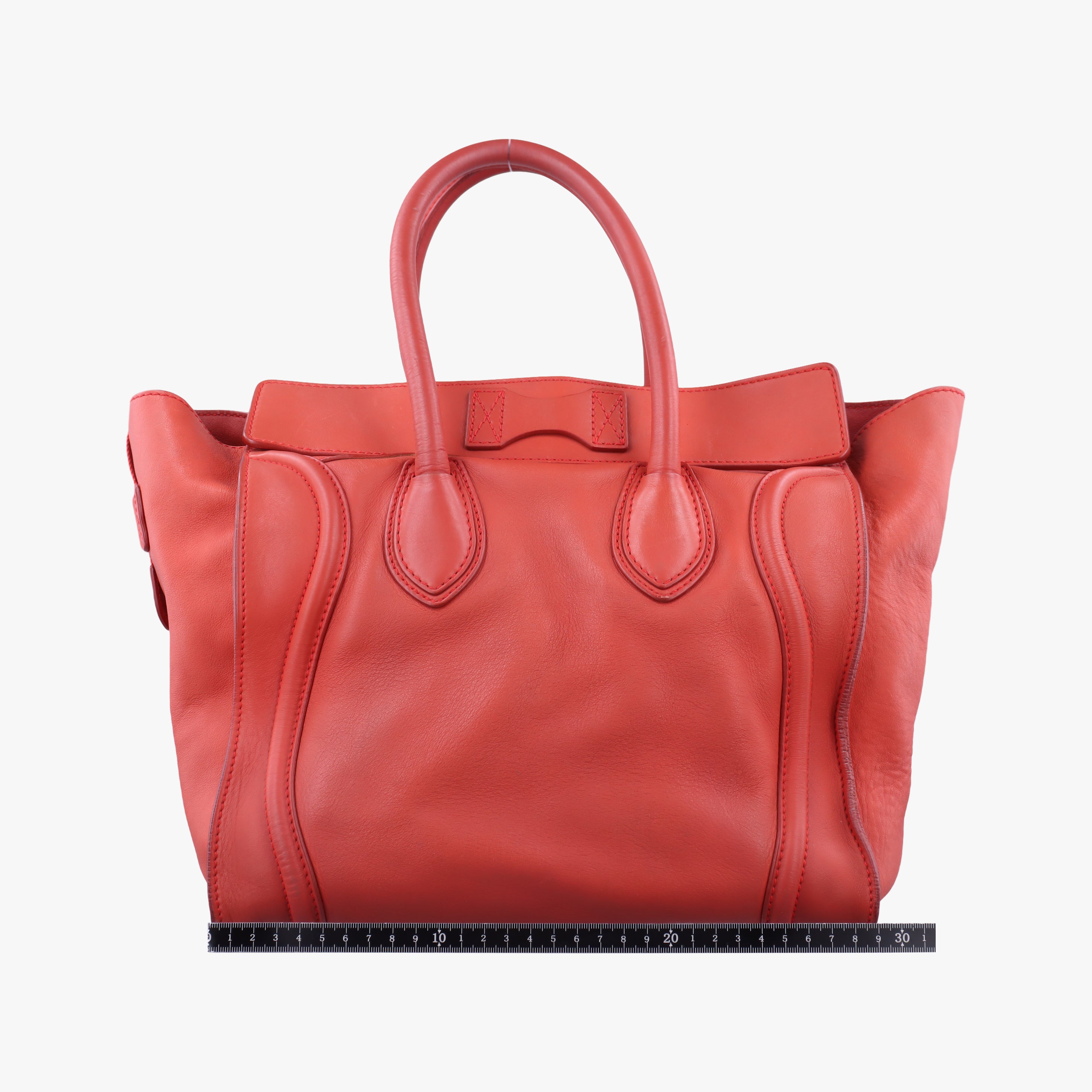 Pre-owned Celine Luggage Mini Shopper Red Leather  handbag | stylenewstar