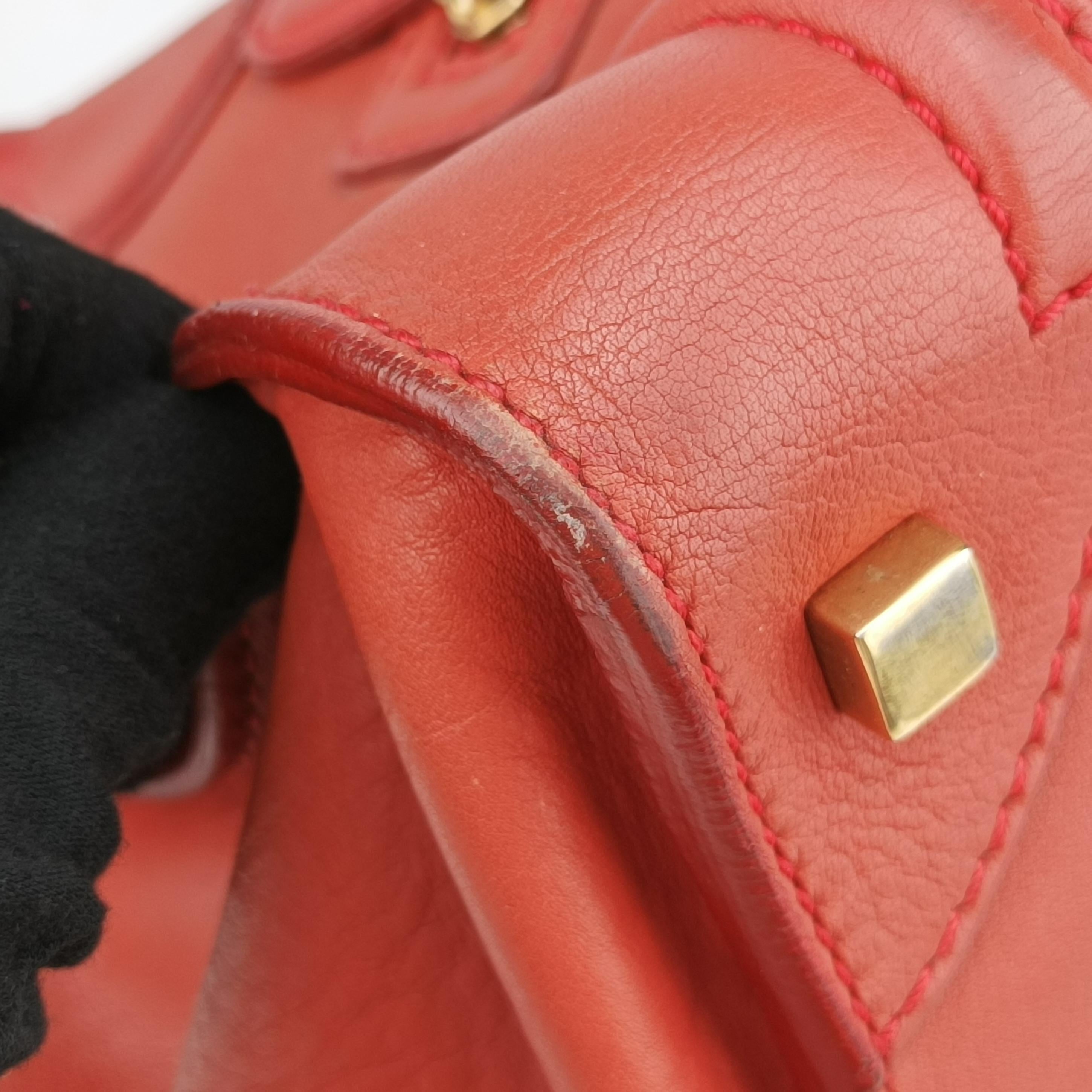 Pre-owned Celine Luggage Mini Shopper Red Leather  handbag | stylenewstar