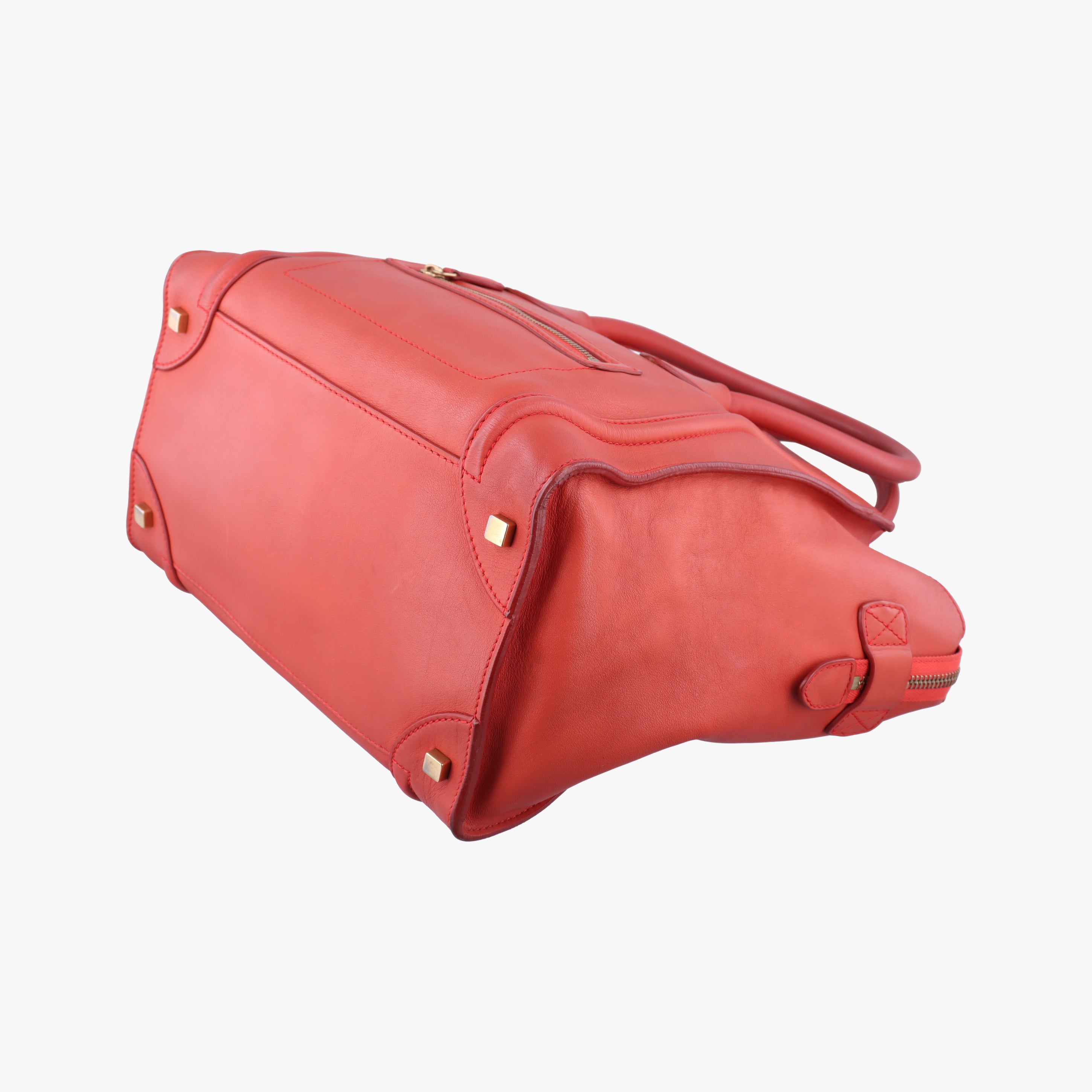 Pre-owned Celine Luggage Mini Shopper Red Leather  handbag | stylenewstar