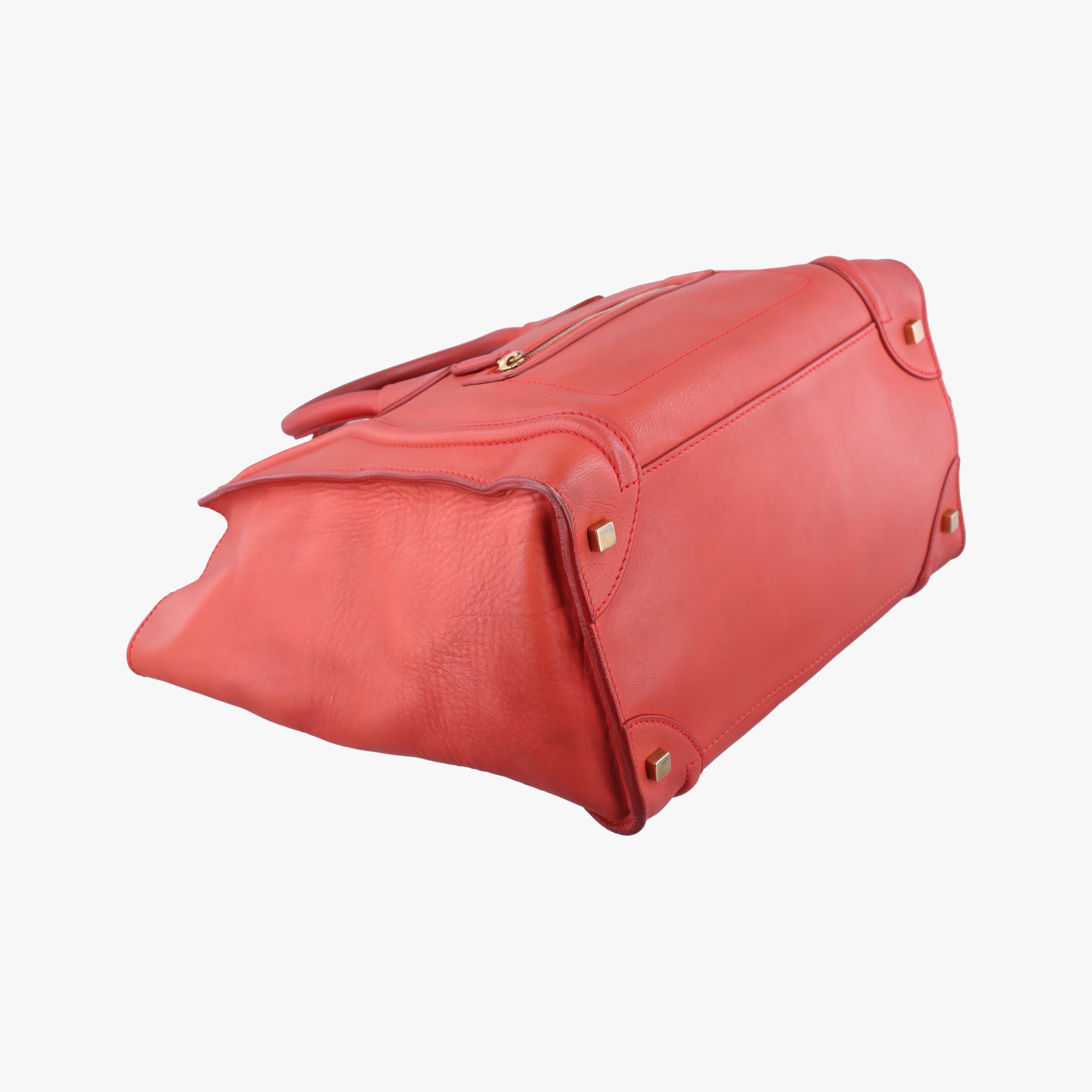 Pre-owned Celine Luggage Mini Shopper Red Leather  handbag | stylenewstar