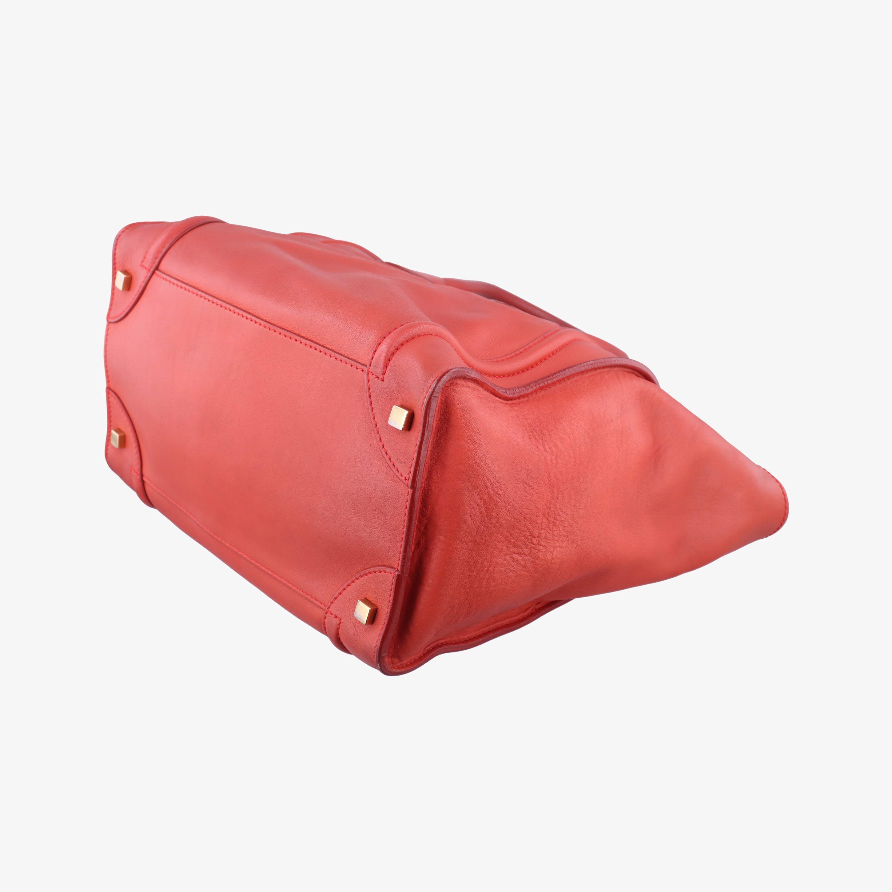 Pre-owned Celine Luggage Mini Shopper Red Leather  handbag | stylenewstar