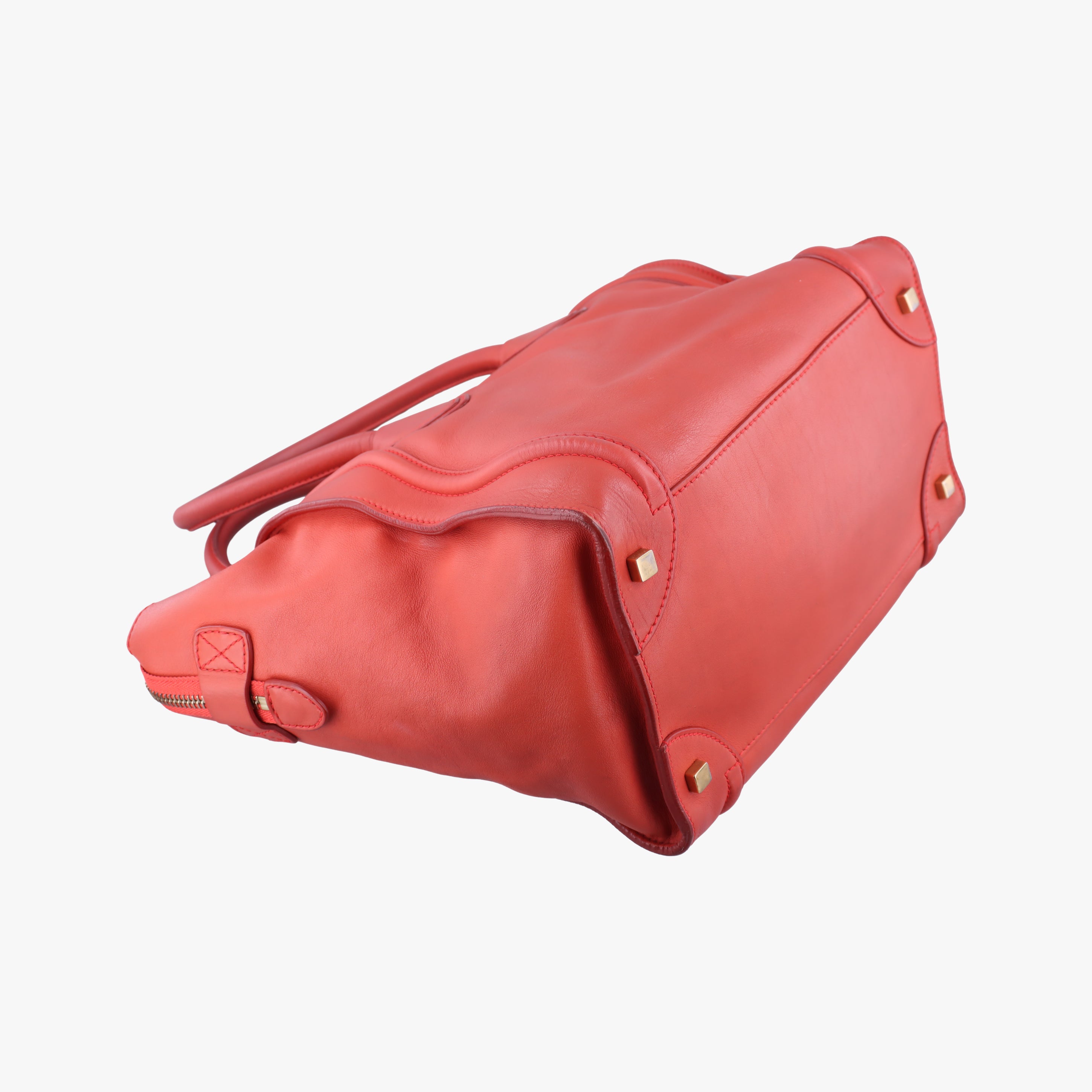 Pre-owned Celine Luggage Mini Shopper Red Leather  handbag | stylenewstar