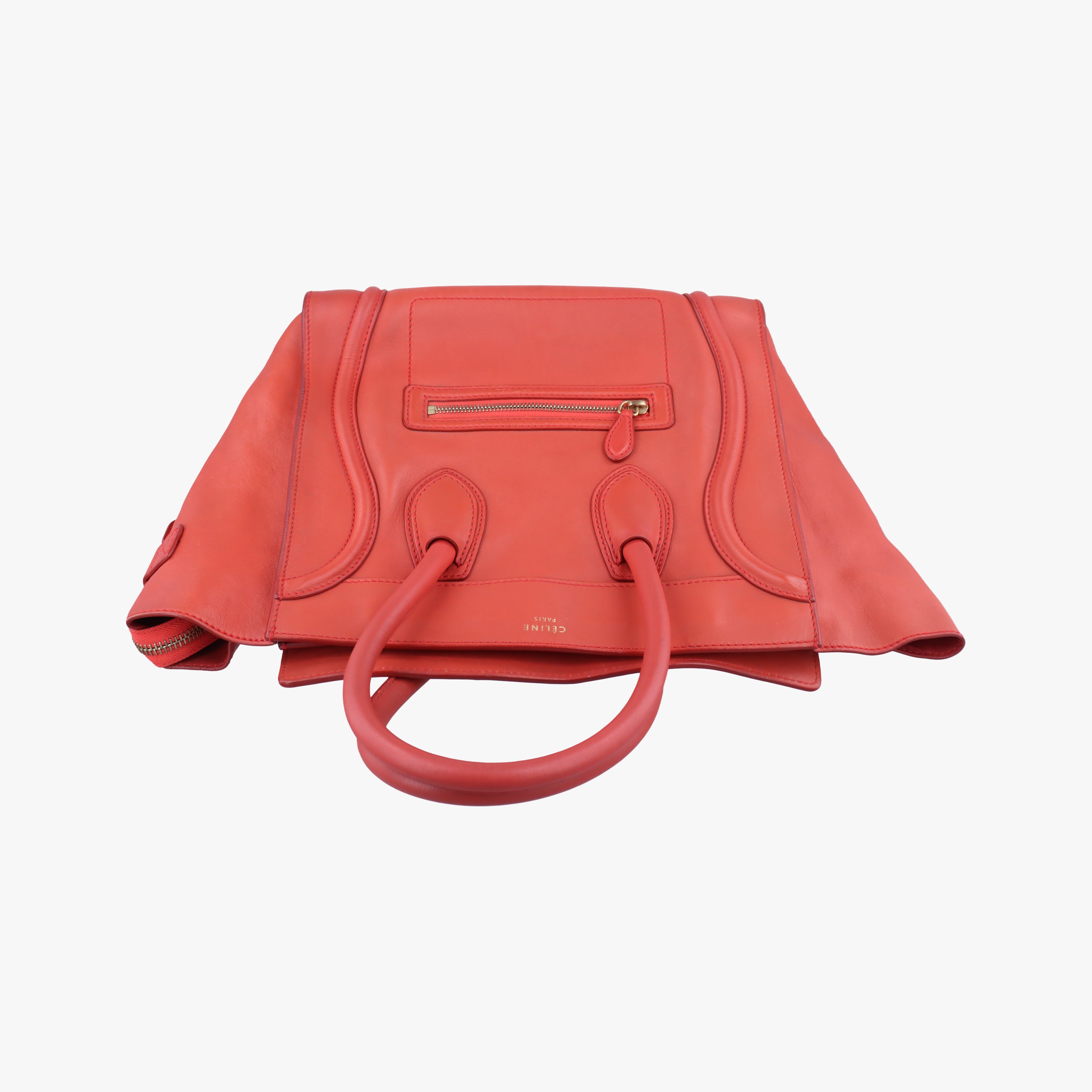 Pre-owned Celine Luggage Mini Shopper Red Leather  handbag | stylenewstar