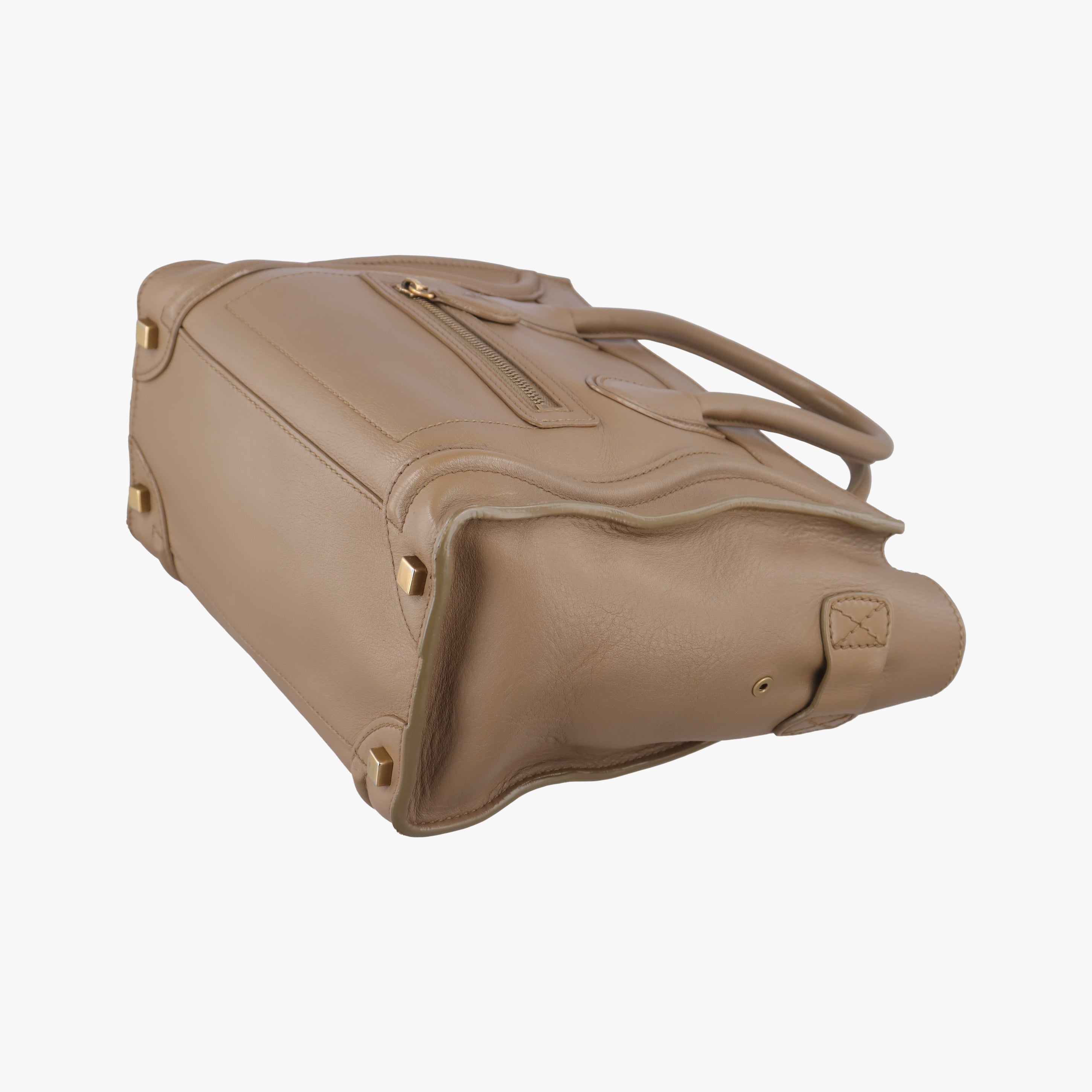 Pre-owned Celine luggage mini shopper Beige Leather  handbag | stylenewstar