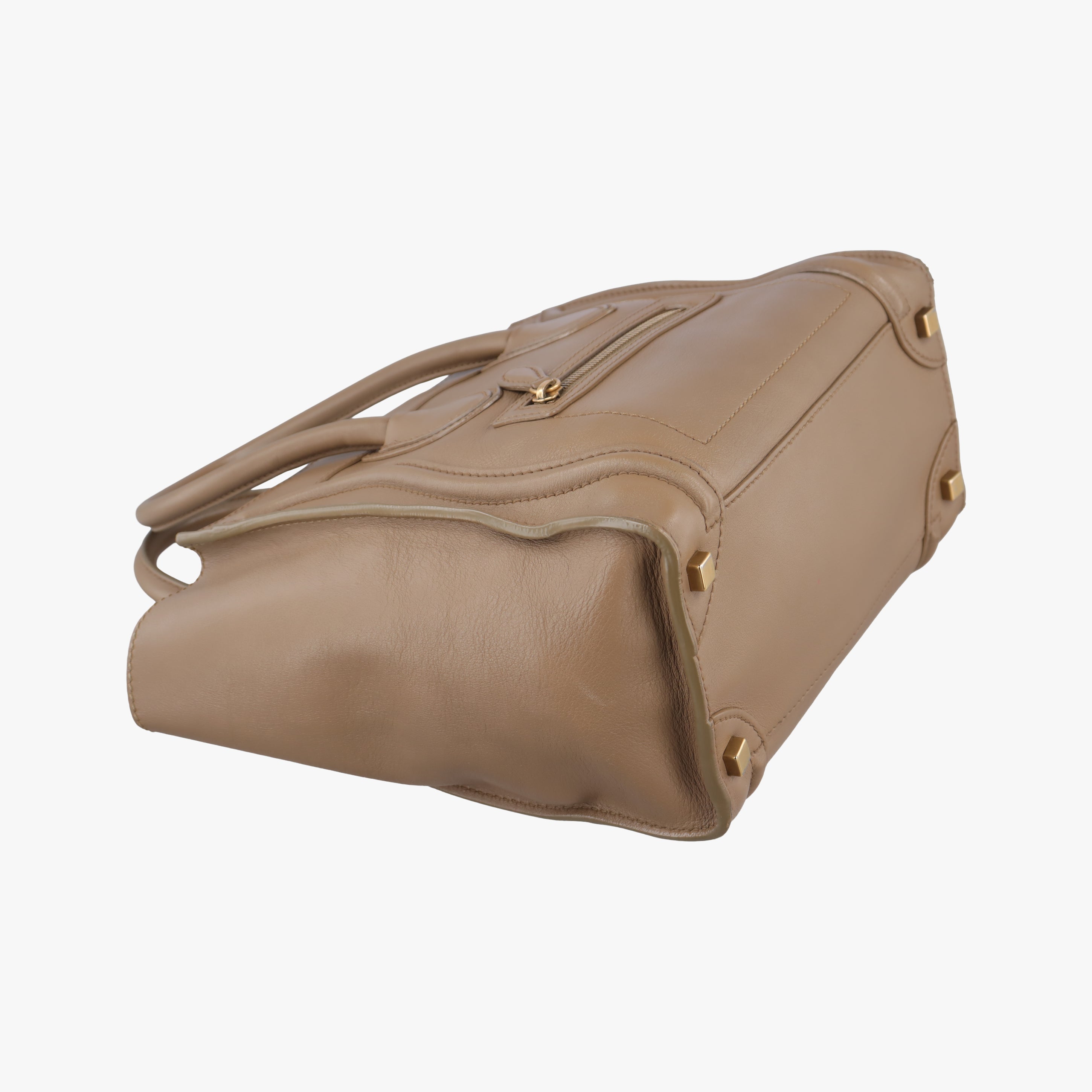 Pre-owned Celine luggage mini shopper Beige Leather  handbag | stylenewstar
