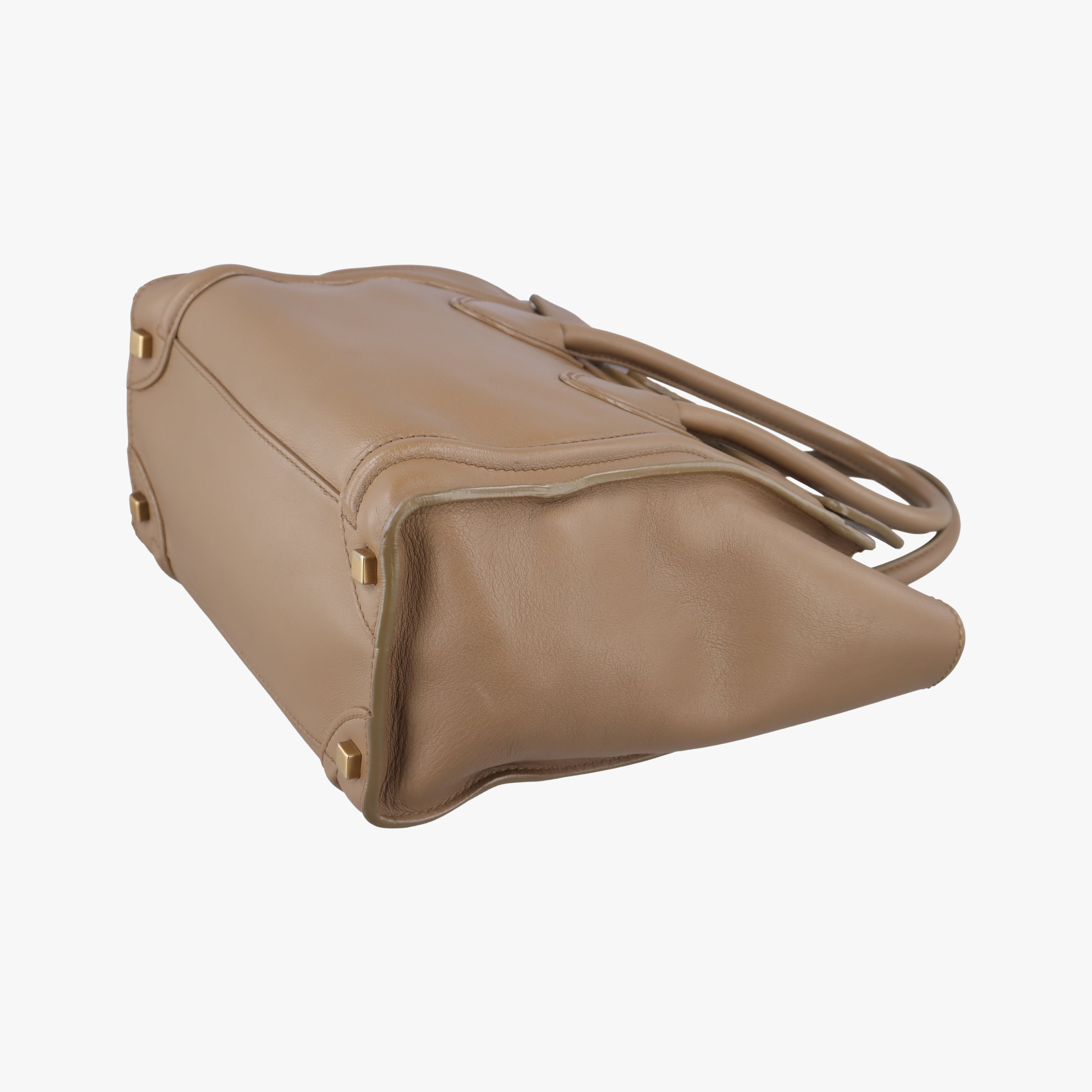 Pre-owned Celine luggage mini shopper Beige Leather  handbag | stylenewstar