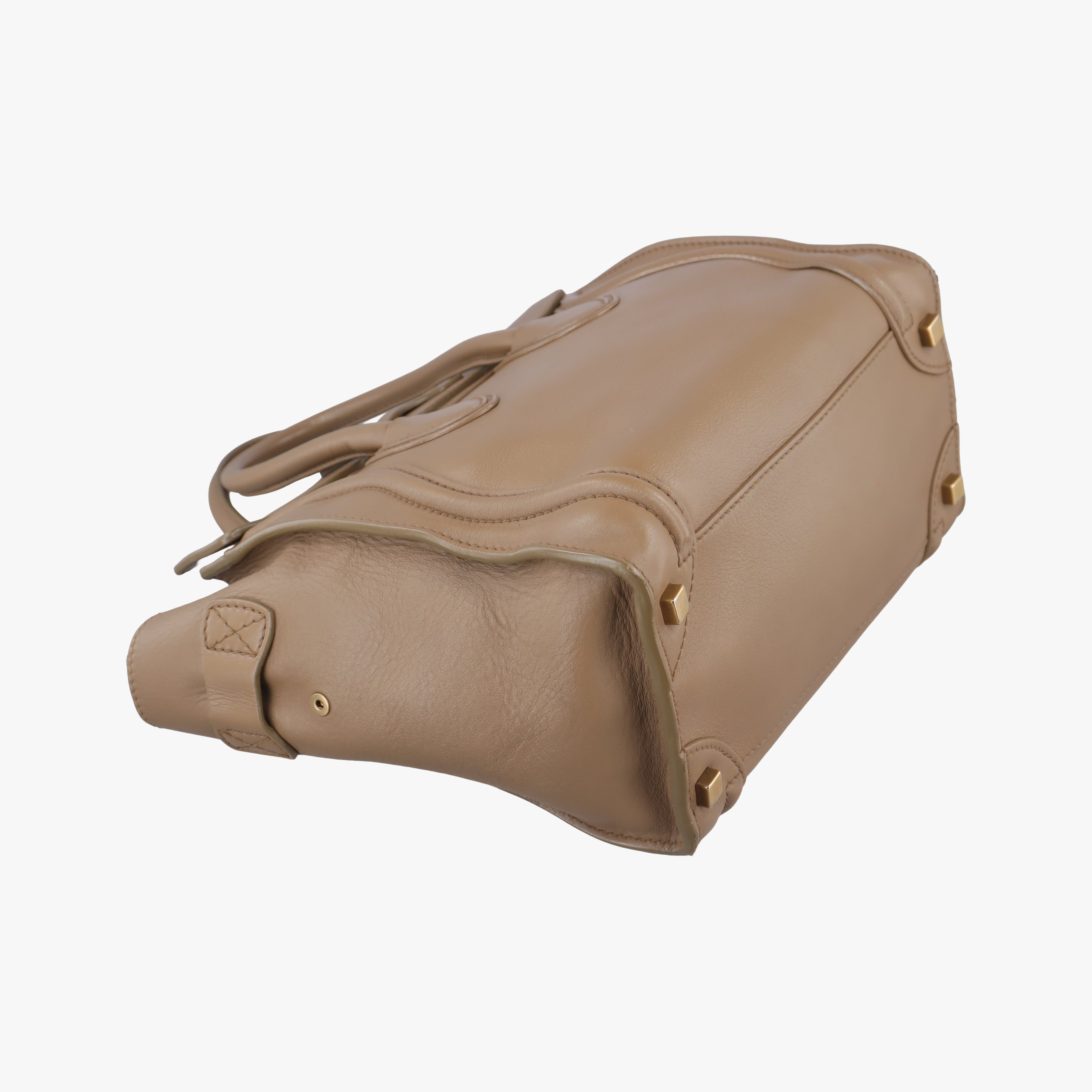 Pre-owned Celine luggage mini shopper Beige Leather  handbag | stylenewstar