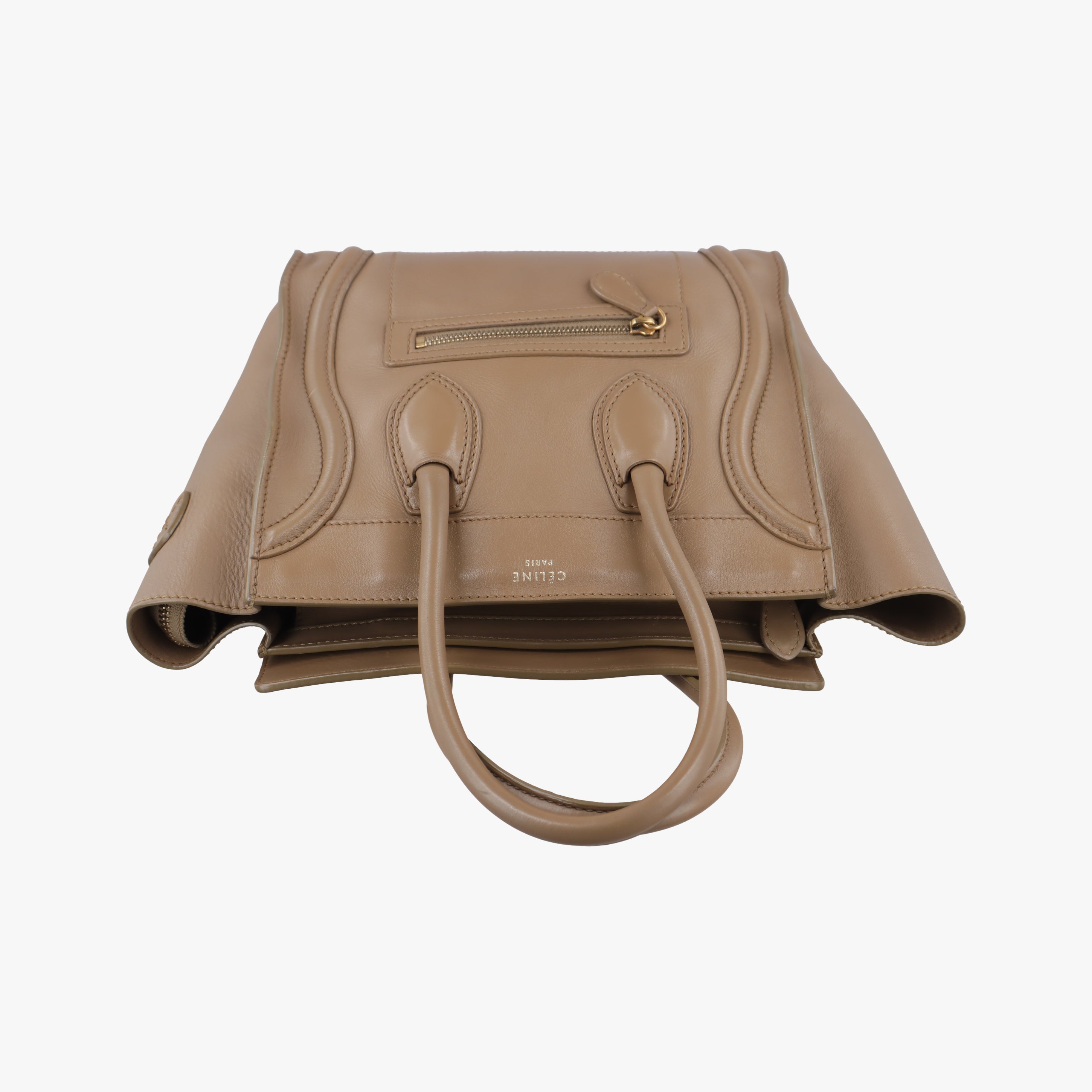 Pre-owned Celine luggage mini shopper Beige Leather  handbag | stylenewstar