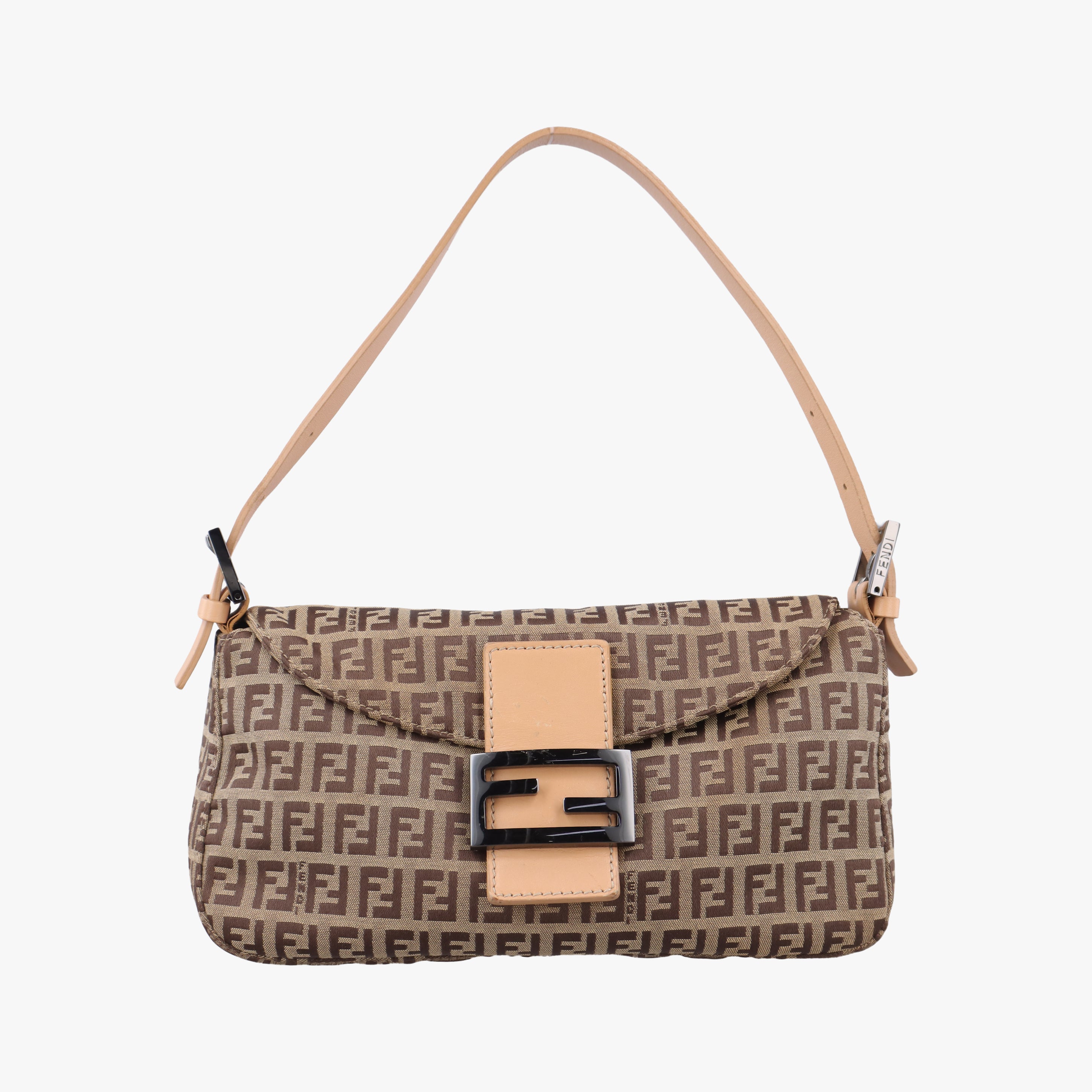 Pre-owned Fendi Zucchino Baguette Brown fabric 8BR003 handbag | stylenewstar