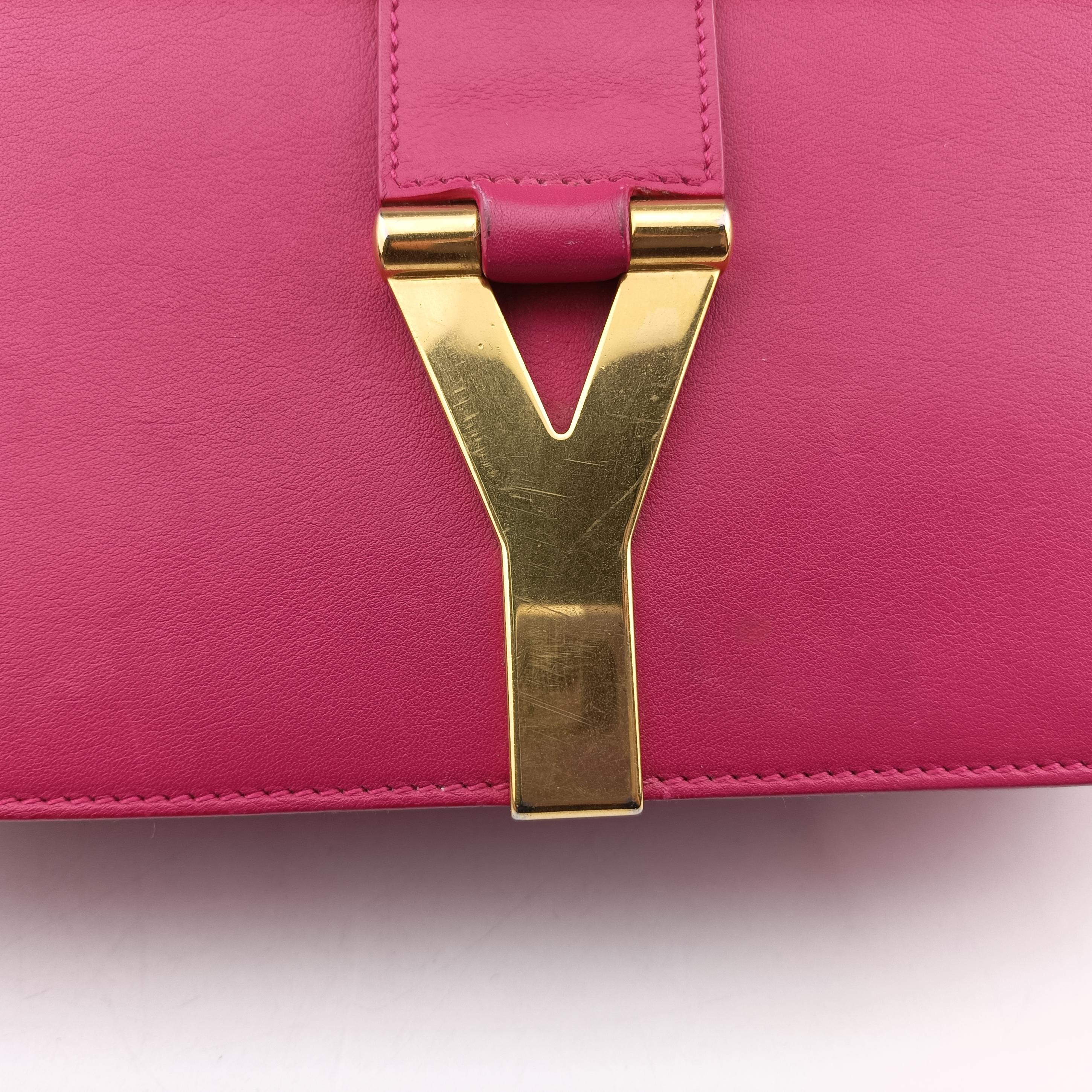 Pre-owned Yves Saint Laurent Y Ligne Pink Leather 311214 shoulderbag | stylenewstar