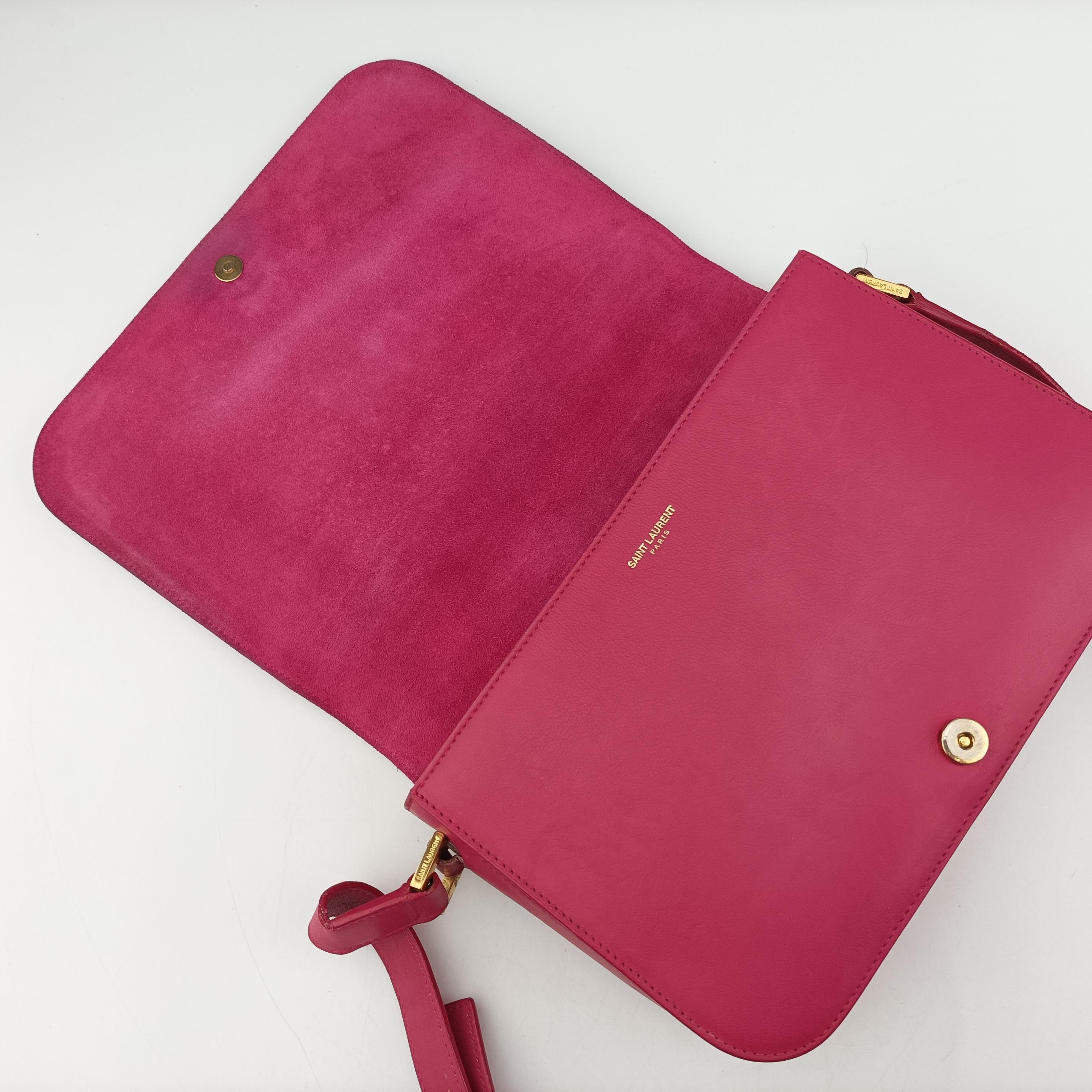Pre-owned Yves Saint Laurent Y Ligne Pink Leather 311214 shoulderbag | stylenewstar