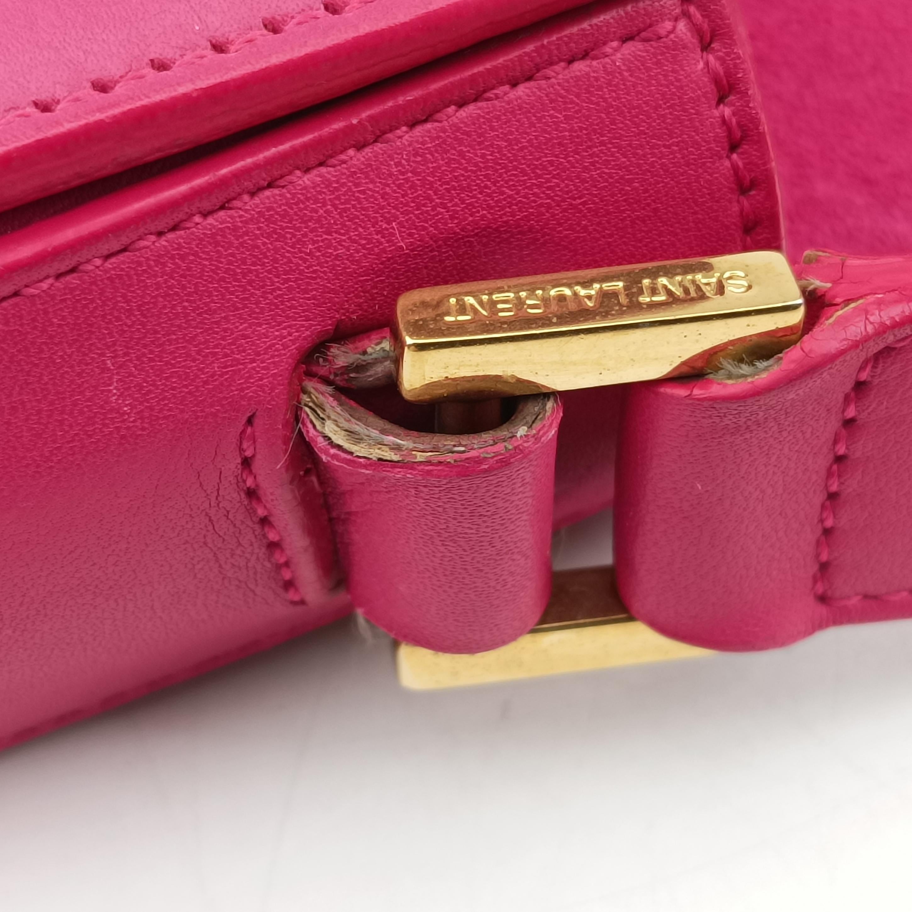 Pre-owned Yves Saint Laurent Y Ligne Pink Leather 311214 shoulderbag | stylenewstar