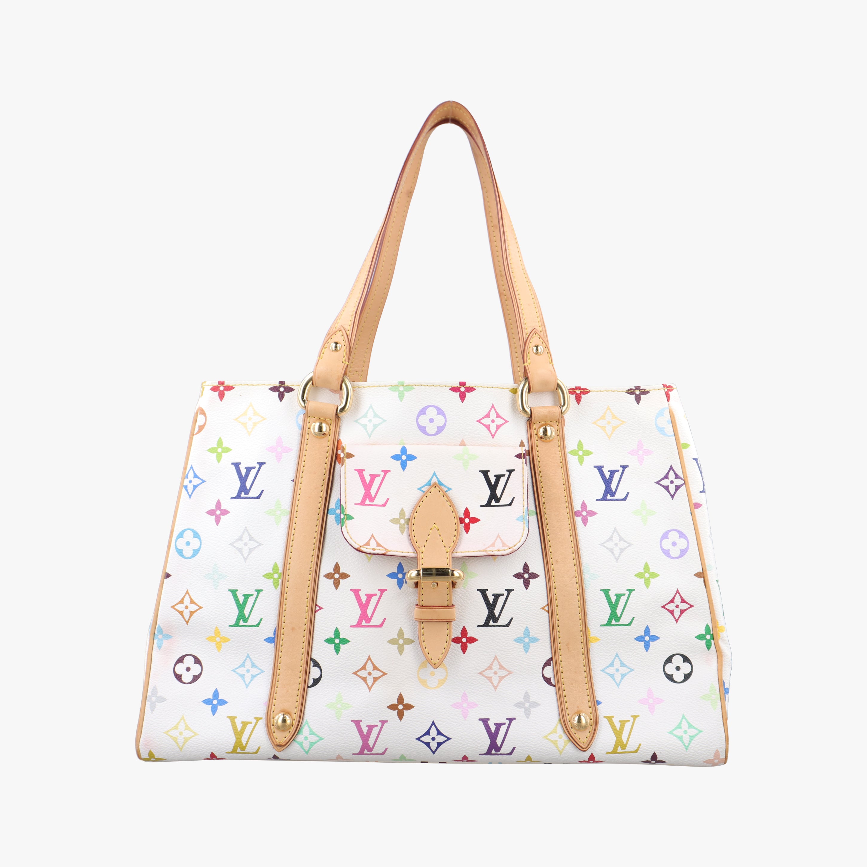 Pre-owned Louis Vuitton AURELIA MM white Monogram Multicolor M40094 shoulderbag | stylenewstar