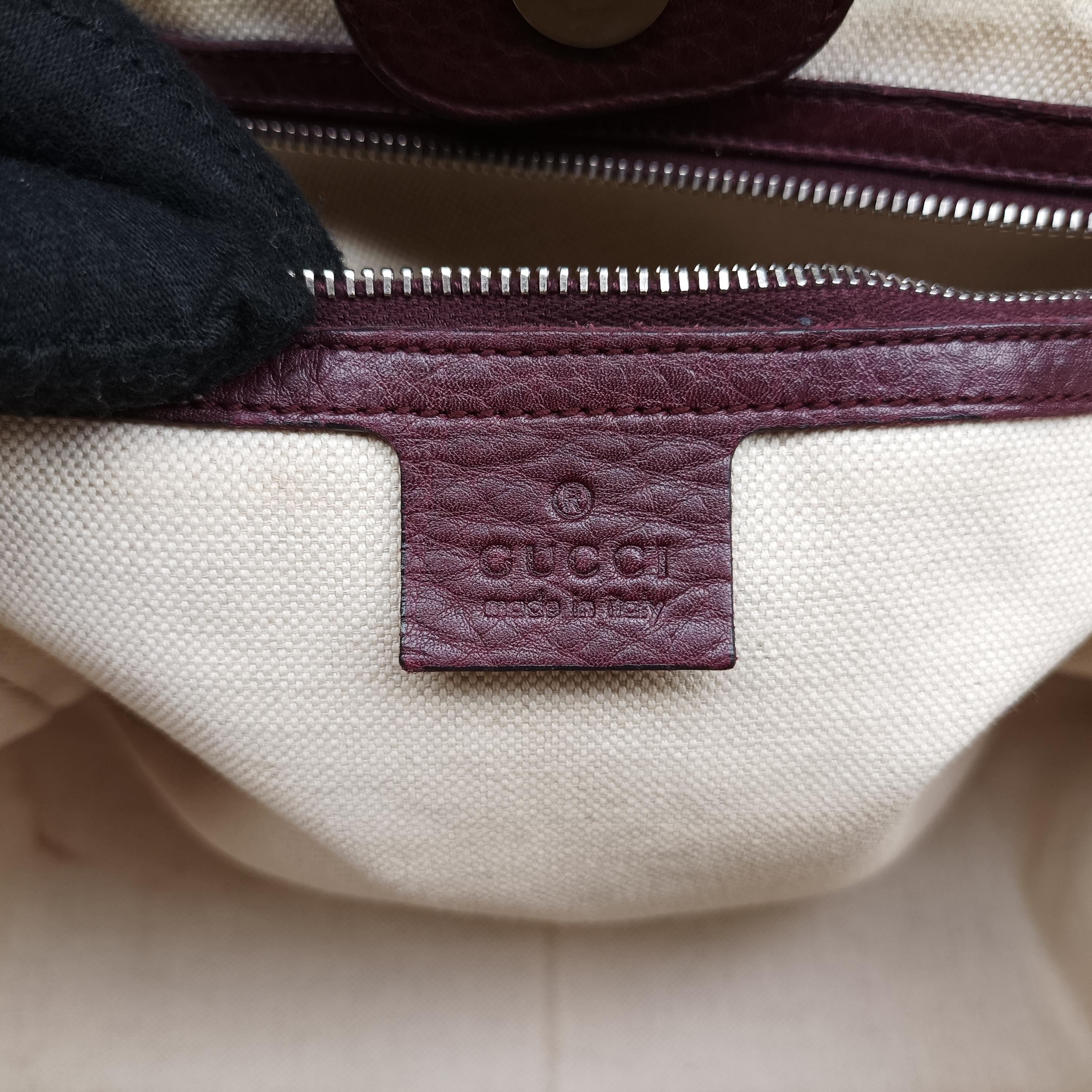 Pre-owned Gucci New Bamboo Tassel khaki×burgundy Leather × fabric 246860 handbag | stylenewstar