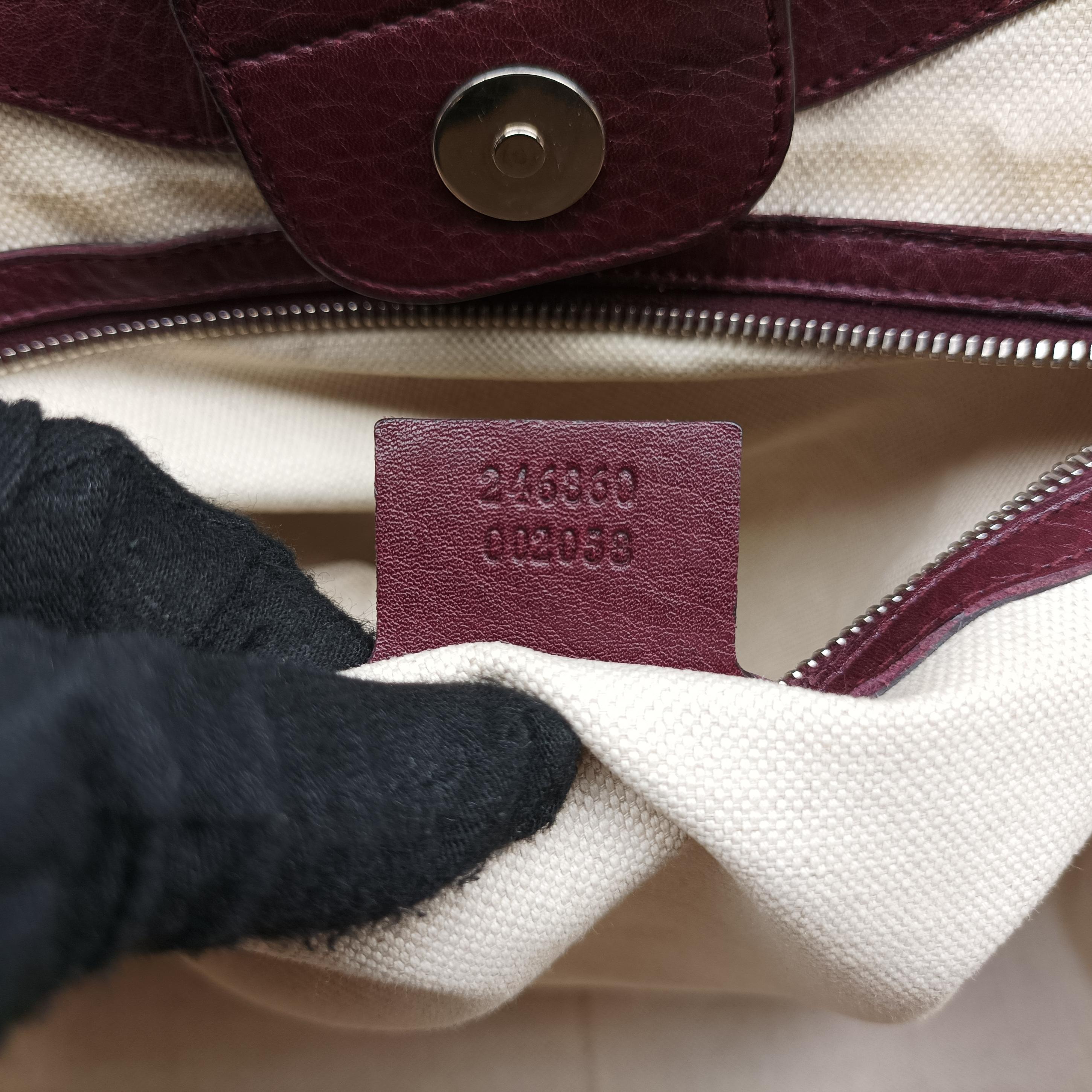 Pre-owned Gucci New Bamboo Tassel khaki×burgundy Leather × fabric 246860 handbag | stylenewstar