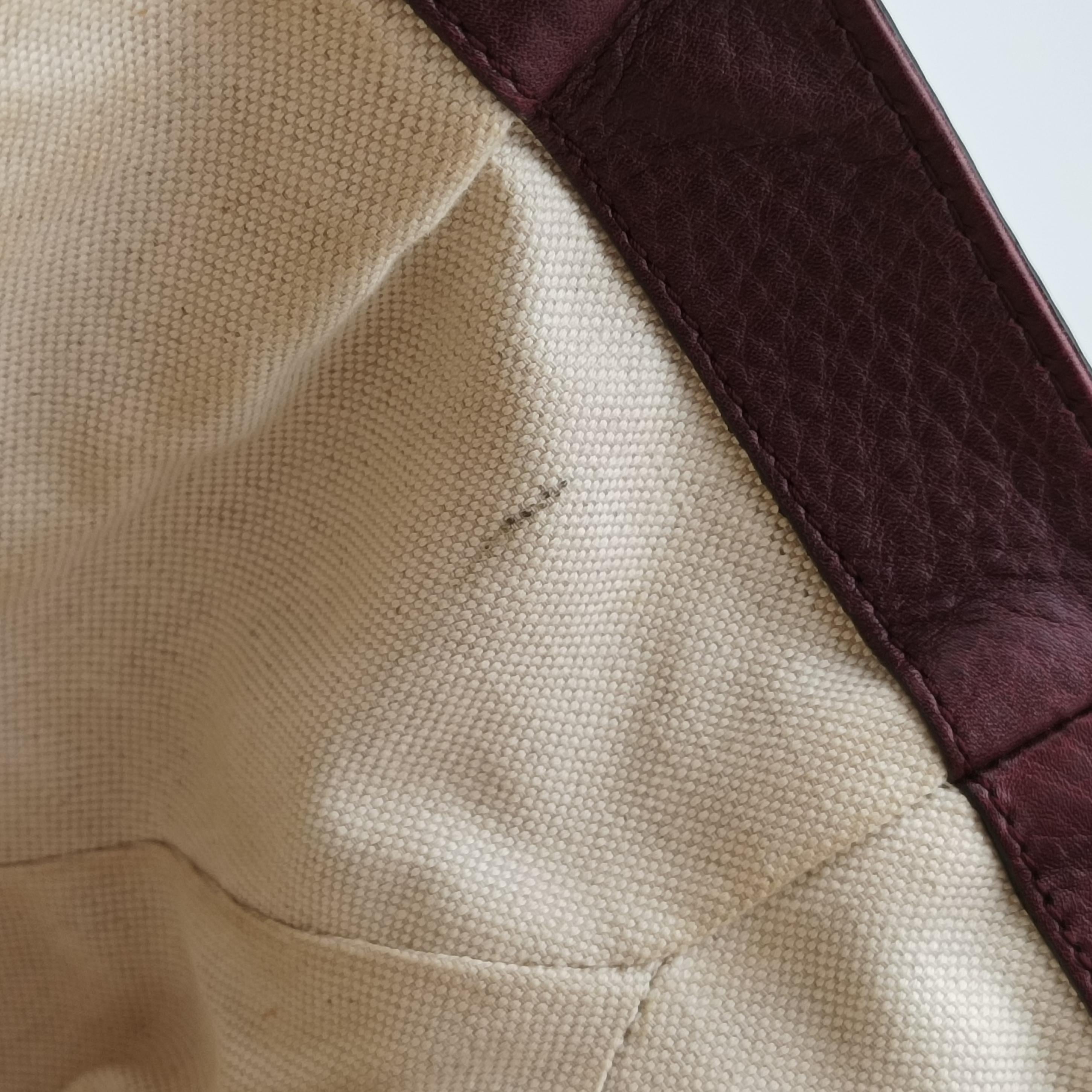 Pre-owned Gucci New Bamboo Tassel khaki×burgundy Leather × fabric 246860 handbag | stylenewstar