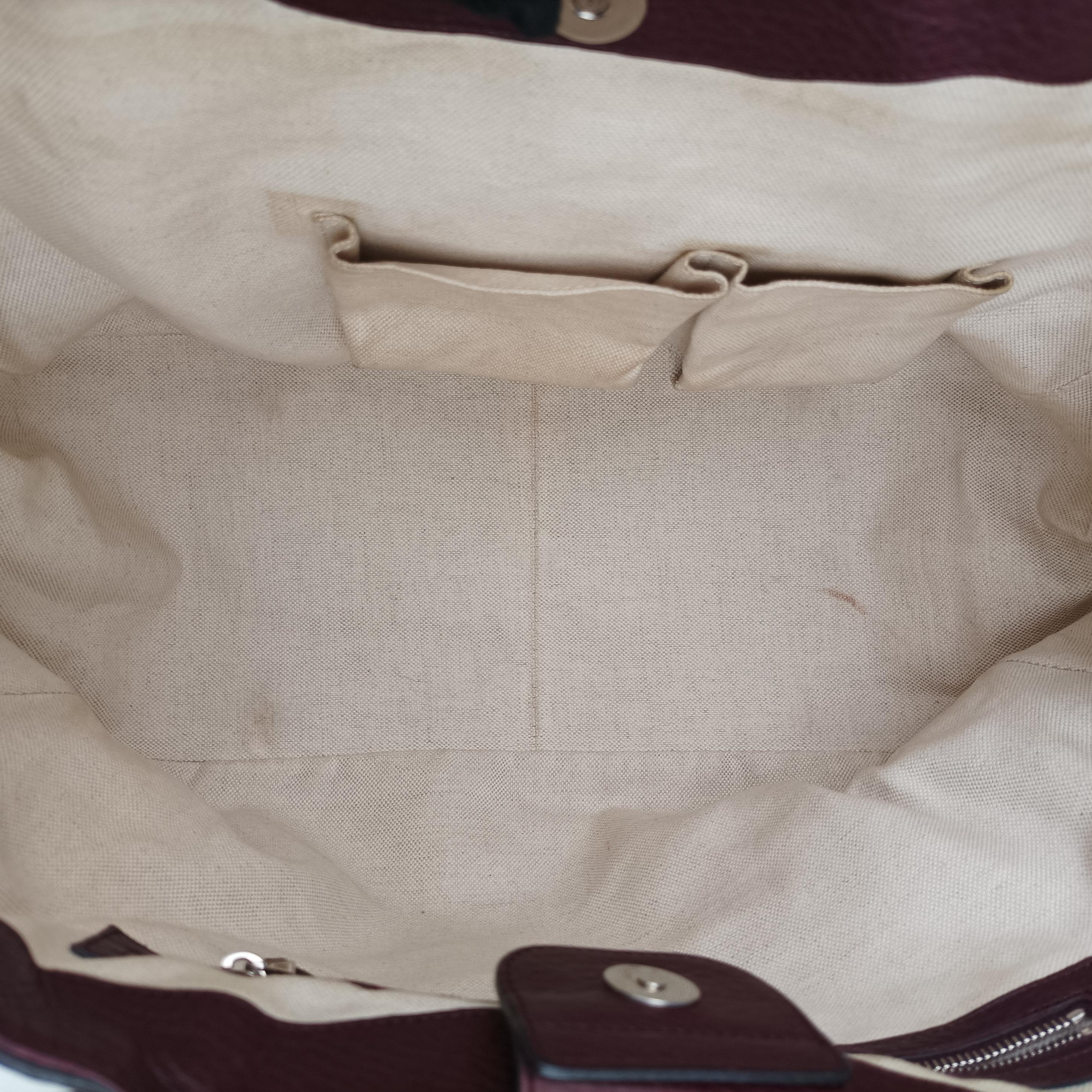 Pre-owned Gucci New Bamboo Tassel khaki×burgundy Leather × fabric 246860 handbag | stylenewstar