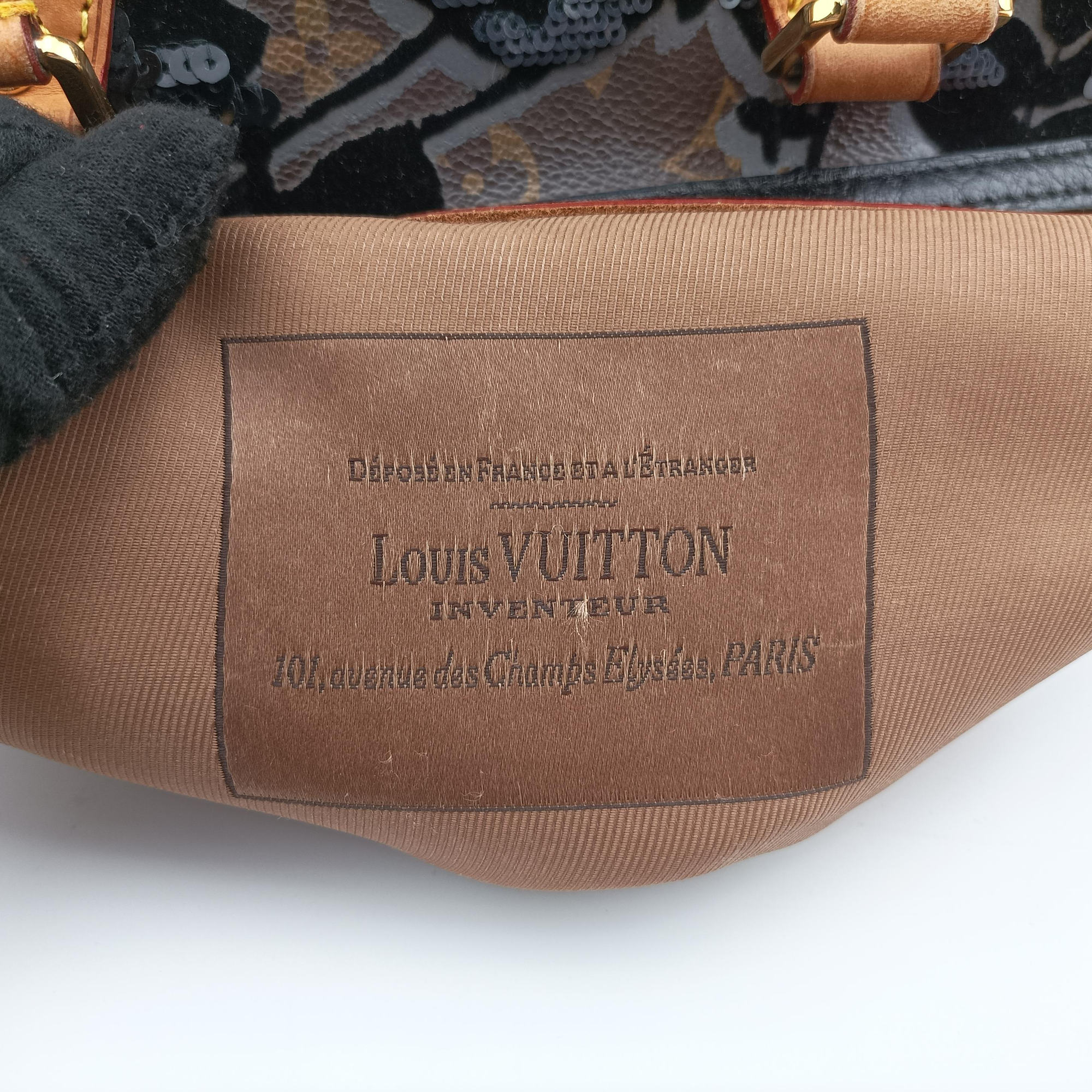 Pre-owned Louis Vuitton Speedy 30 brown×black Monogram Fleur Deug×Sequins M40436 handbag | stylenewstar