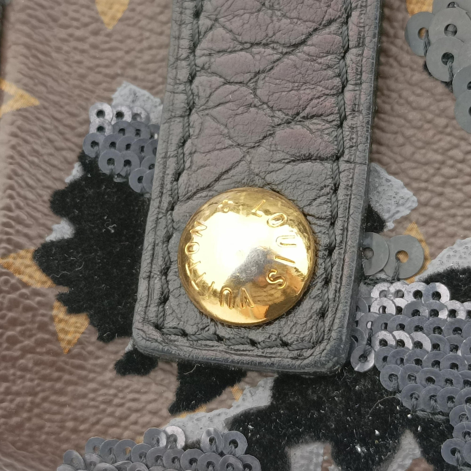 Pre-owned Louis Vuitton Speedy 30 brown×black Monogram Fleur Deug×Sequins M40436 handbag | stylenewstar