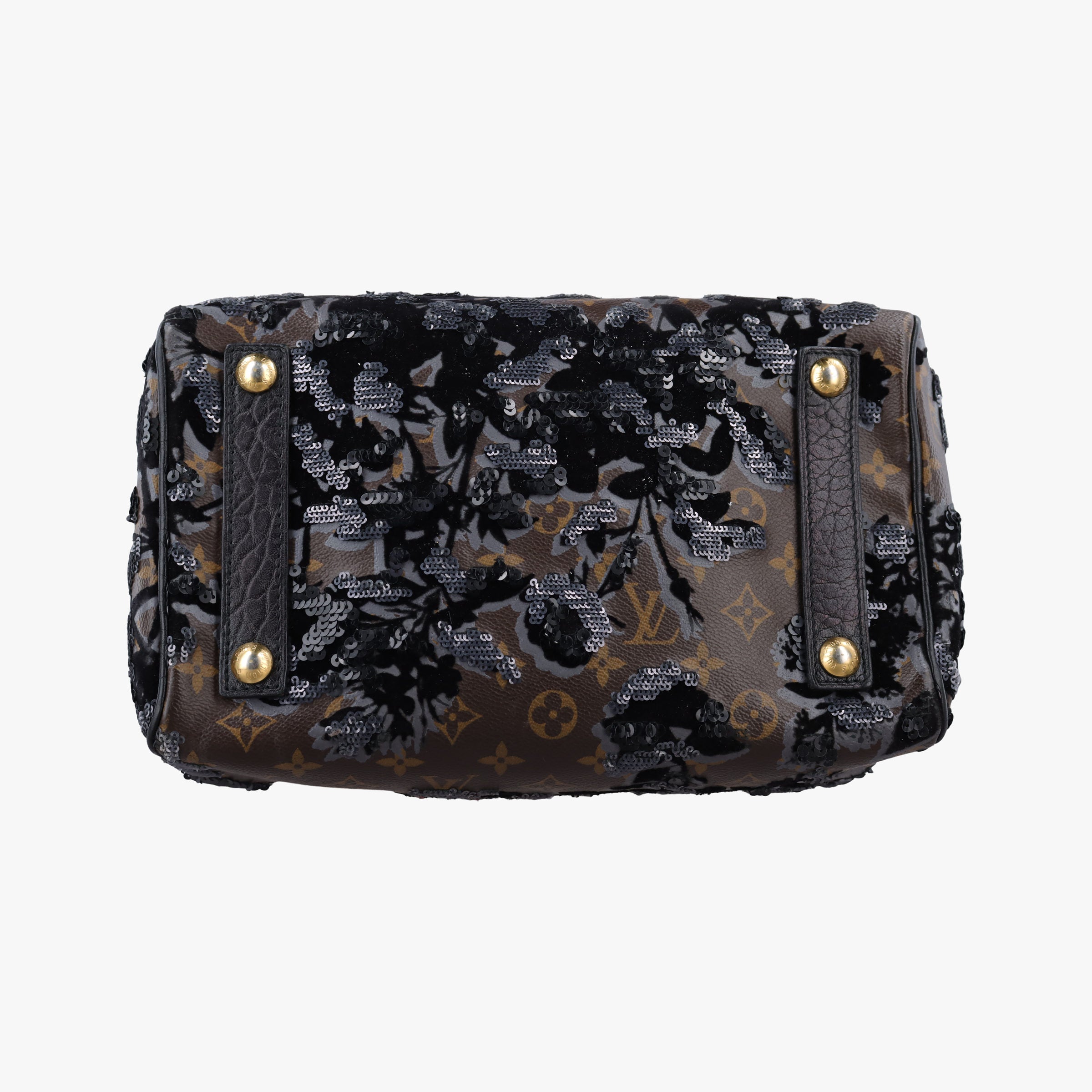 Pre-owned Louis Vuitton Speedy 30 brown×black Monogram Fleur Deug×Sequins M40436 handbag | stylenewstar
