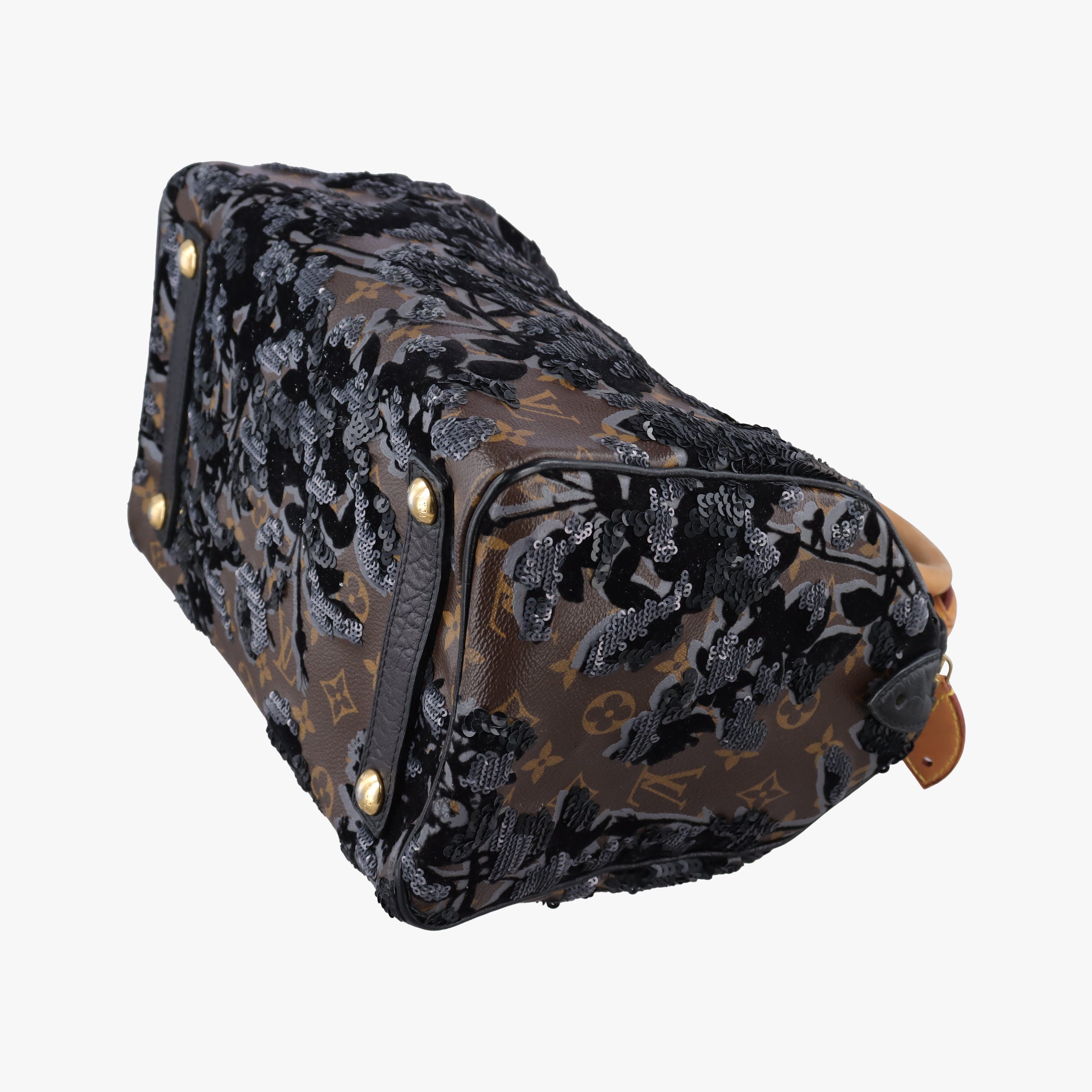 Pre-owned Louis Vuitton Speedy 30 brown×black Monogram Fleur Deug×Sequins M40436 handbag | stylenewstar