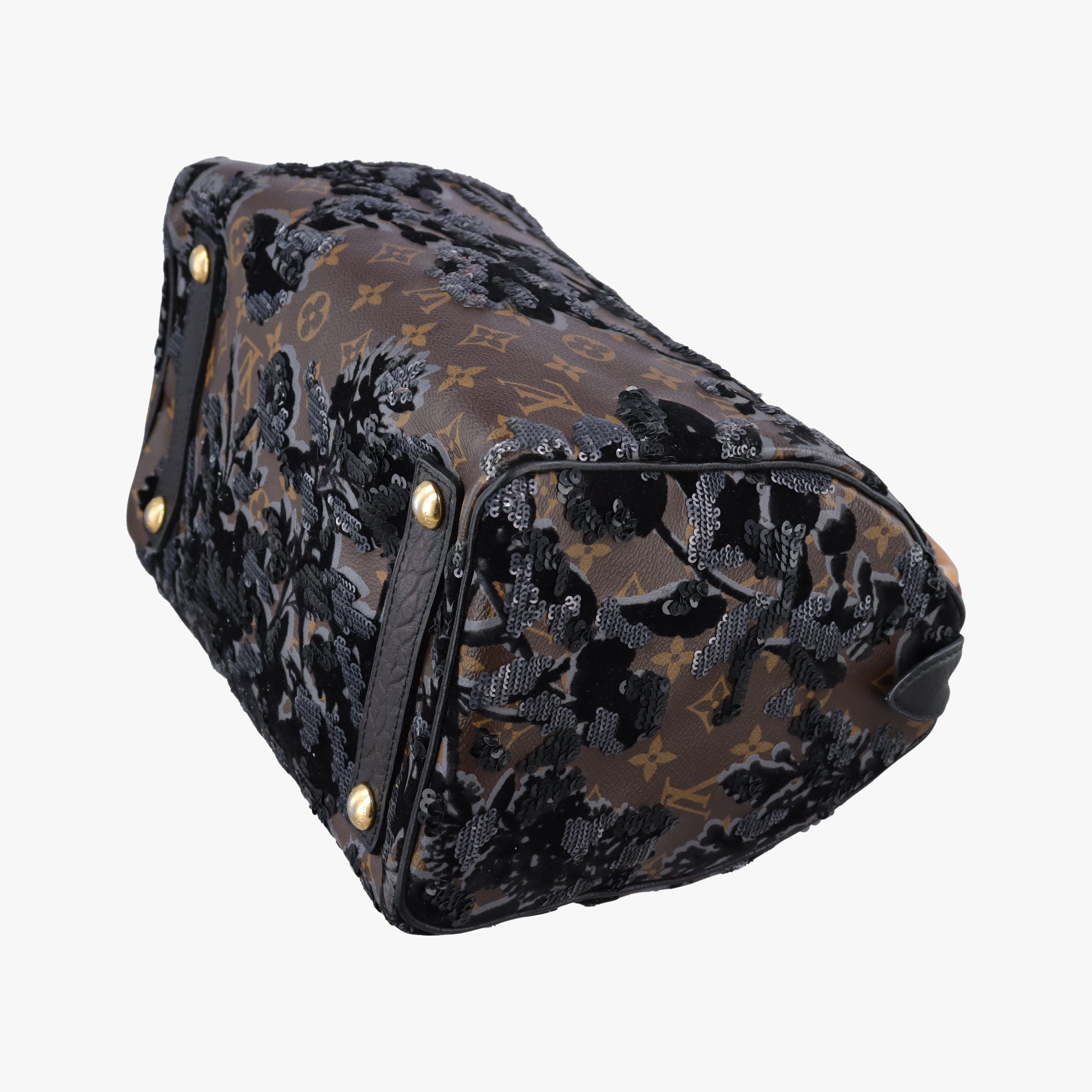 Pre-owned Louis Vuitton Speedy 30 brown×black Monogram Fleur Deug×Sequins M40436 handbag | stylenewstar
