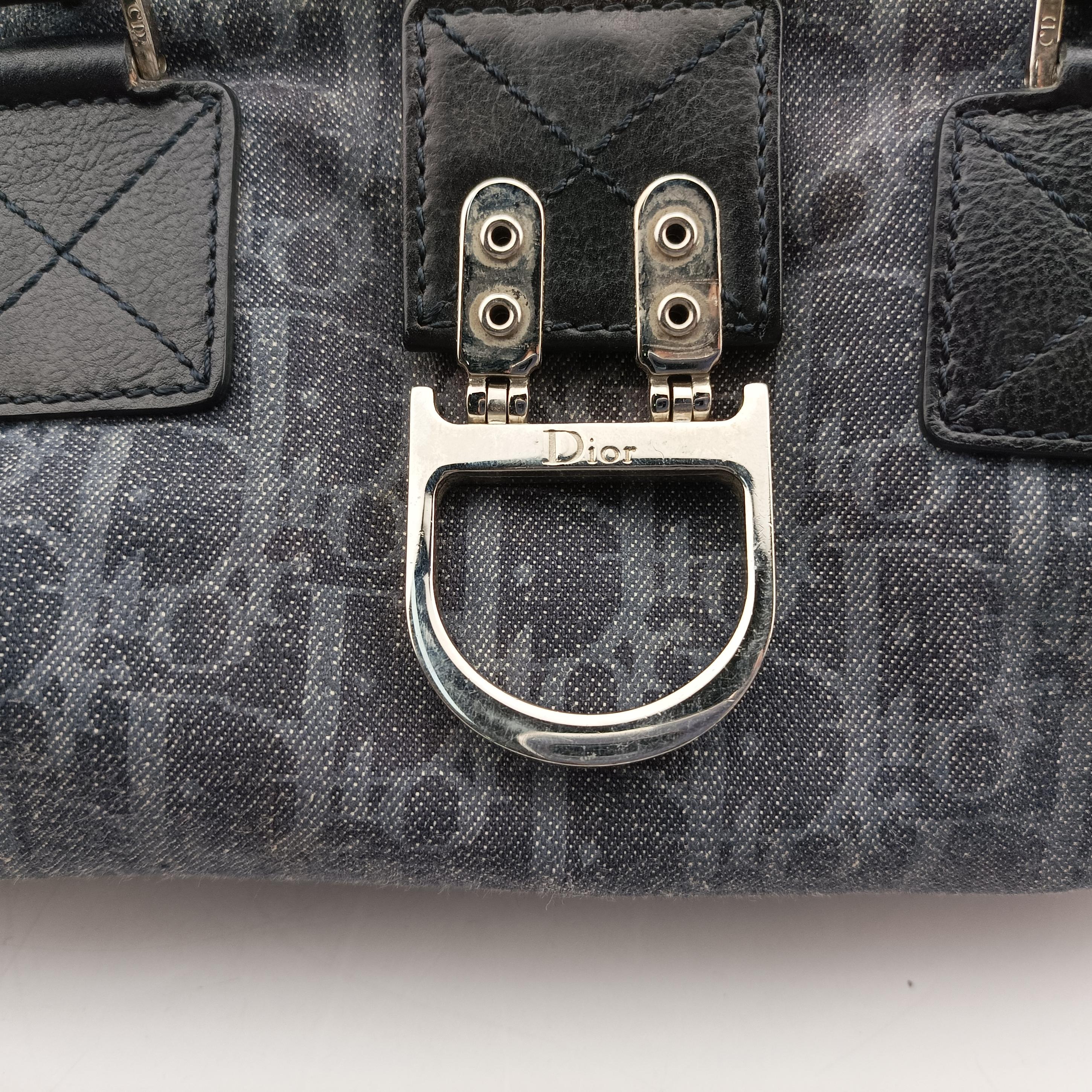 Secondhand Christian Dior Flight Line Trotter navy×Multicolour canvas  handbag | stylenewstar