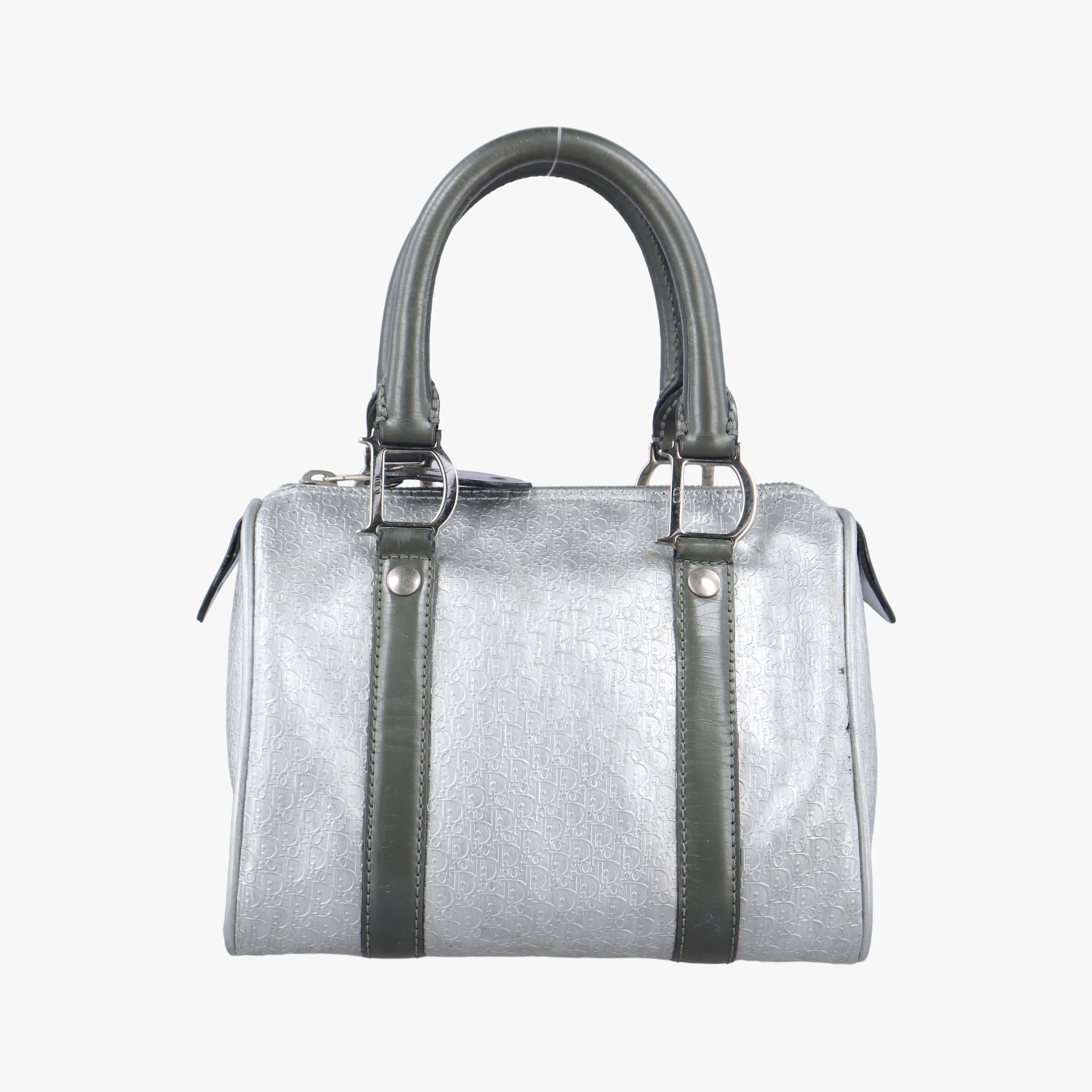 Pre-owned Christian Dior Zucchino　Glitter Logo Silver Leather  handbag | stylenewstar