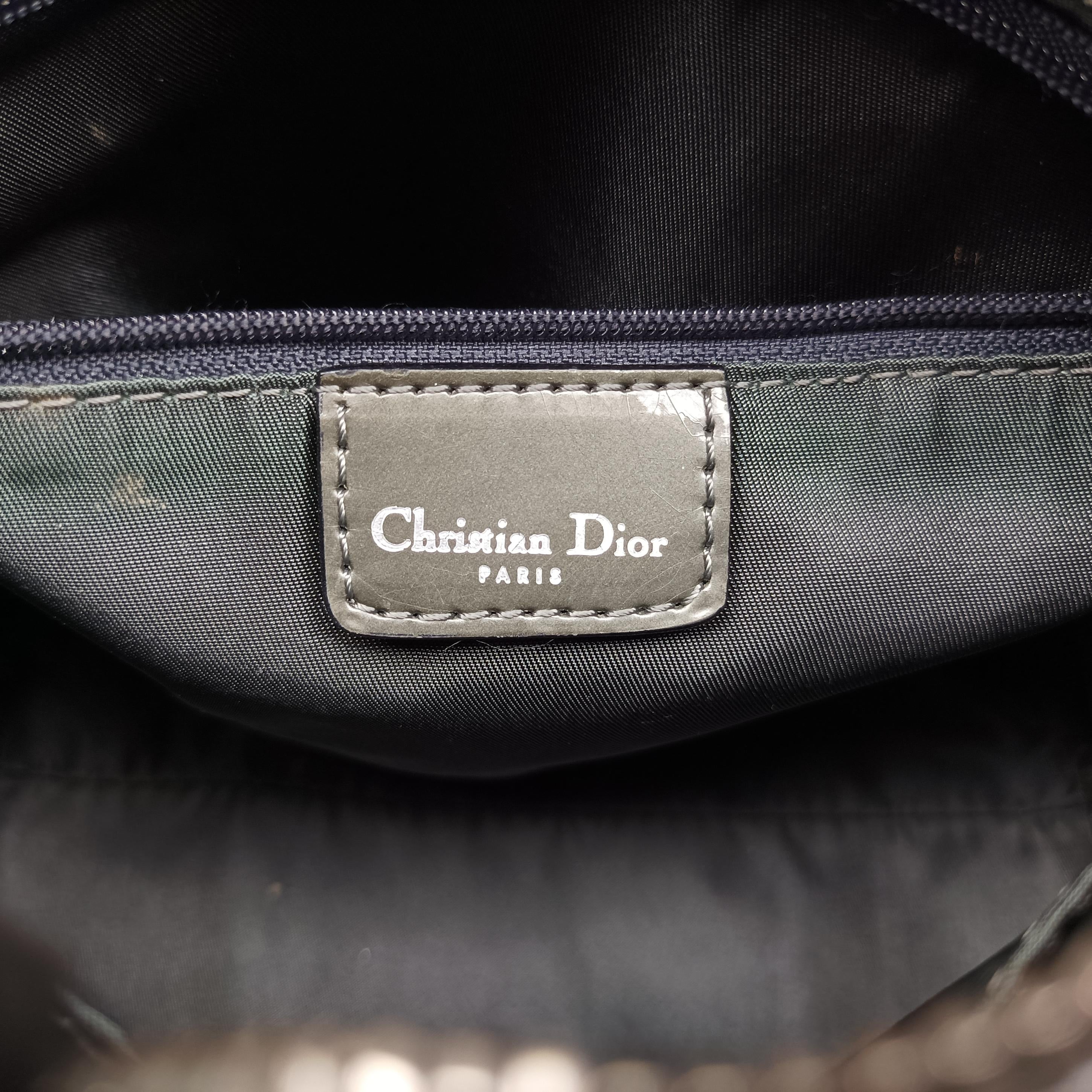 Pre-owned Christian Dior Zucchino　Glitter Logo Silver Leather  handbag | stylenewstar