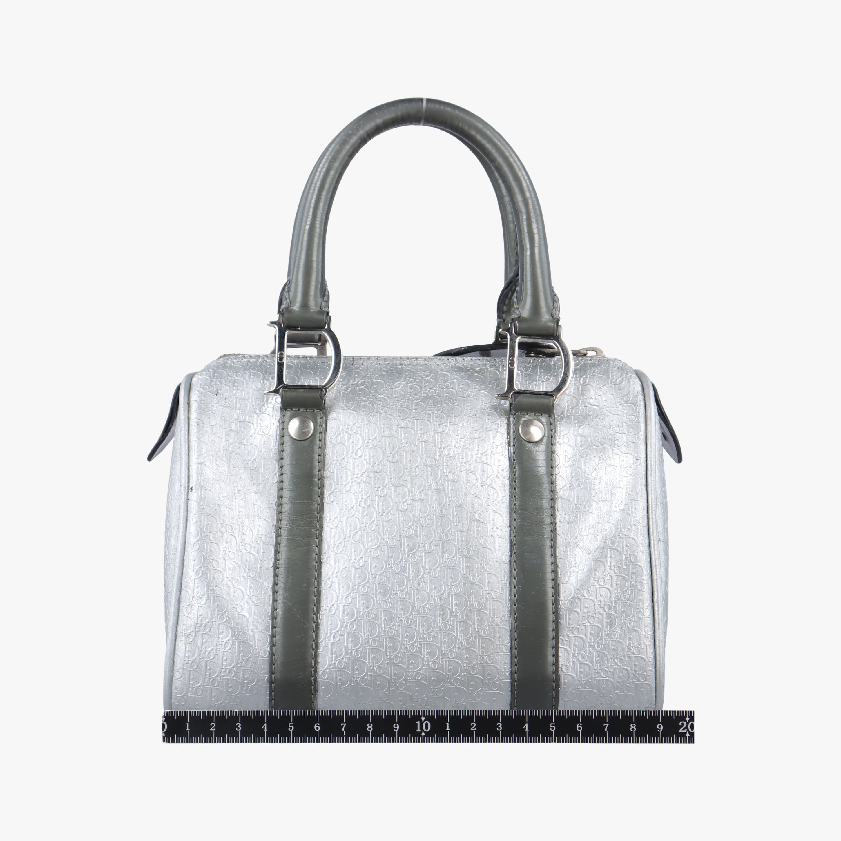 Pre-owned Christian Dior Zucchino　Glitter Logo Silver Leather  handbag | stylenewstar