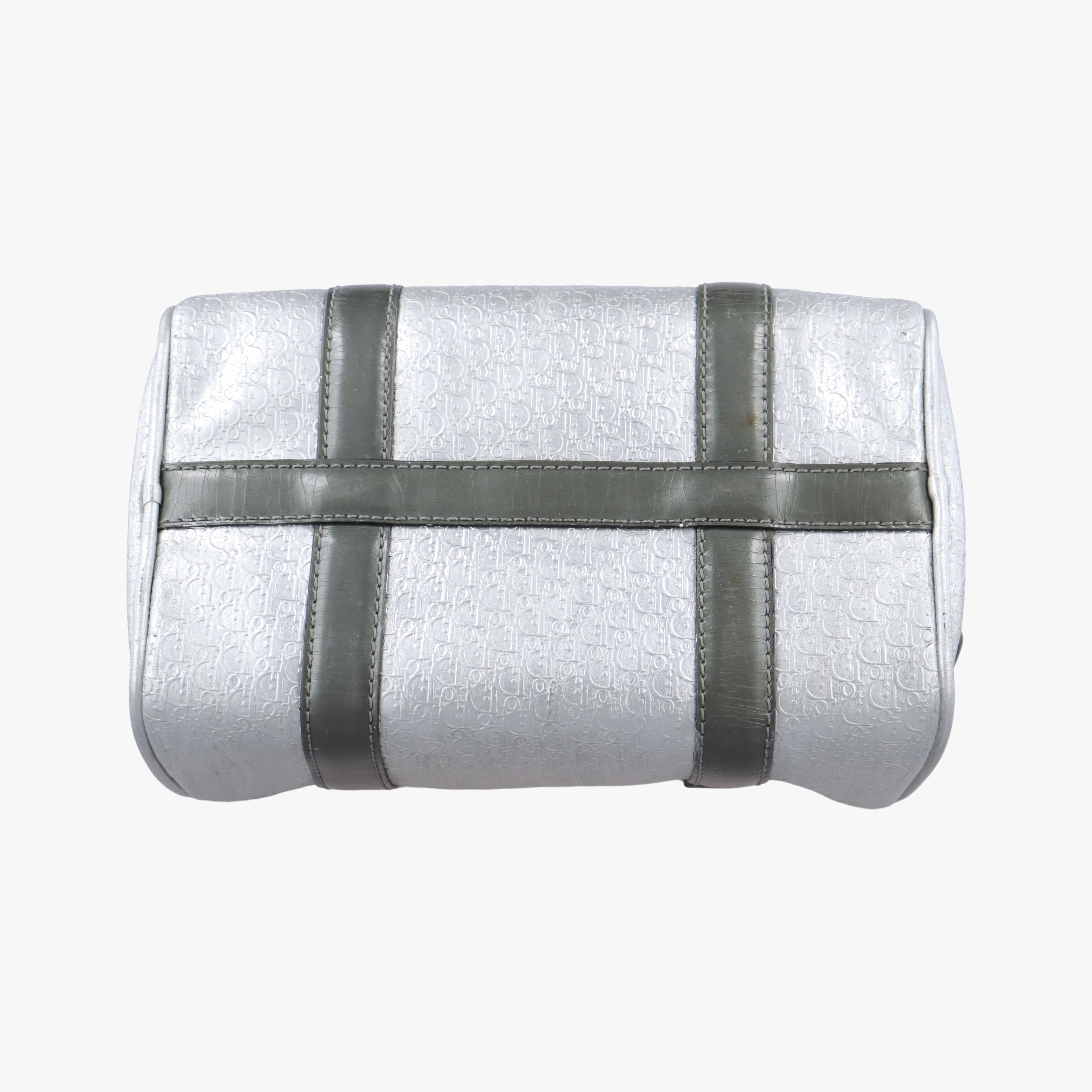 Pre-owned Christian Dior Zucchino　Glitter Logo Silver Leather  handbag | stylenewstar