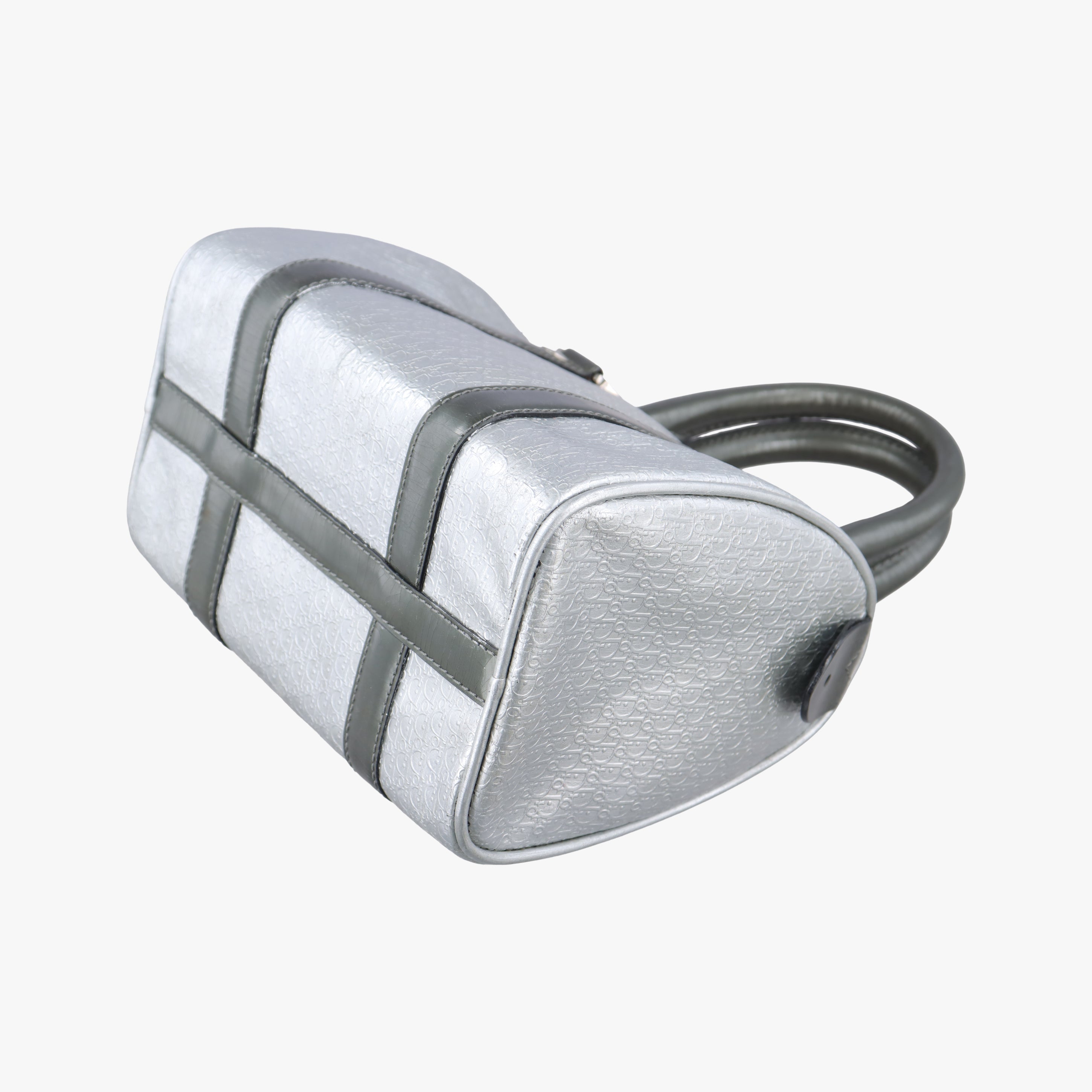 Pre-owned Christian Dior Zucchino　Glitter Logo Silver Leather  handbag | stylenewstar