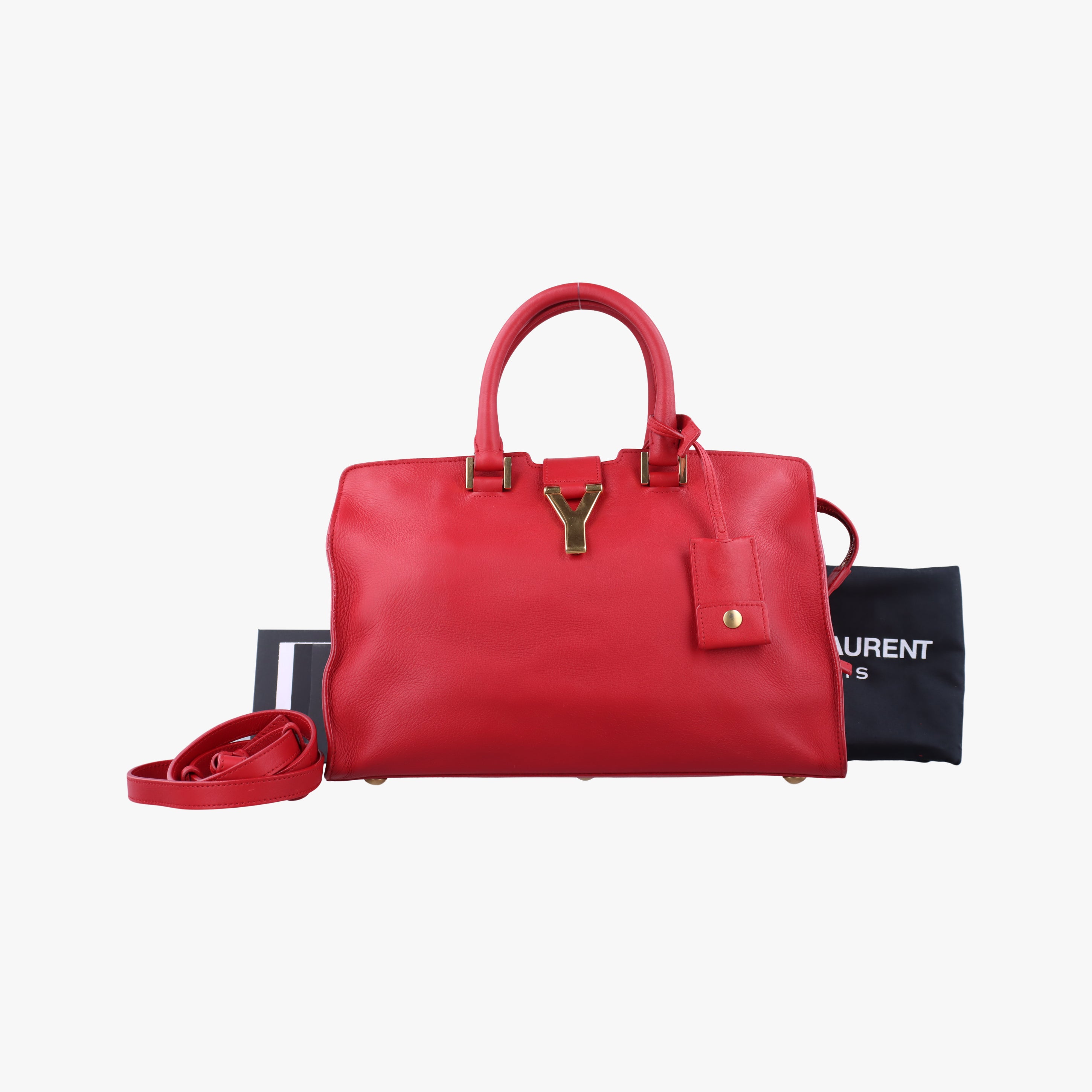 Pre-owned Yves Saint Laurent Y Ligne Petit Cabas Red Leather 311210 shoulderbag | stylenewstar