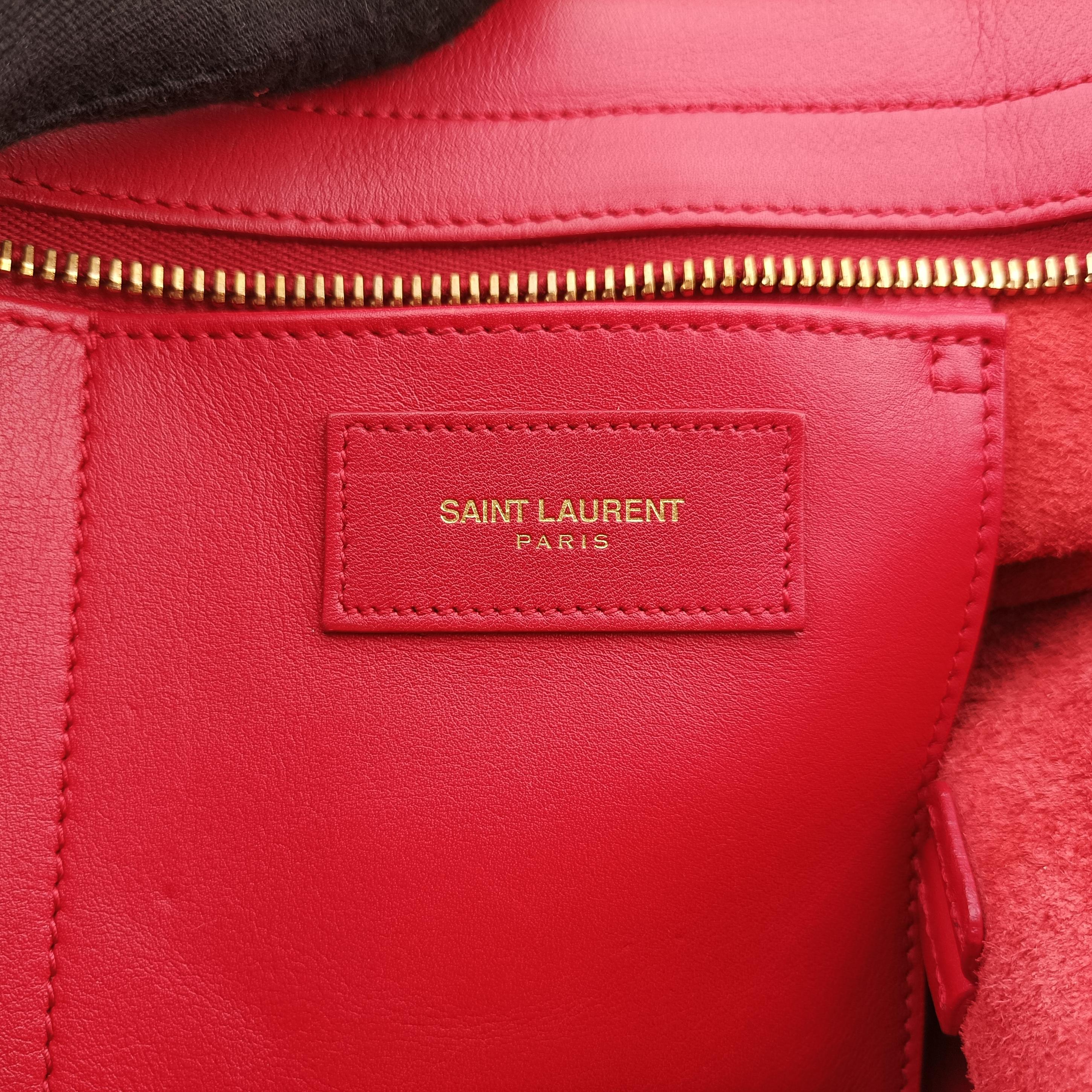 Pre-owned Yves Saint Laurent Y Ligne Petit Cabas Red Leather 311210 shoulderbag | stylenewstar