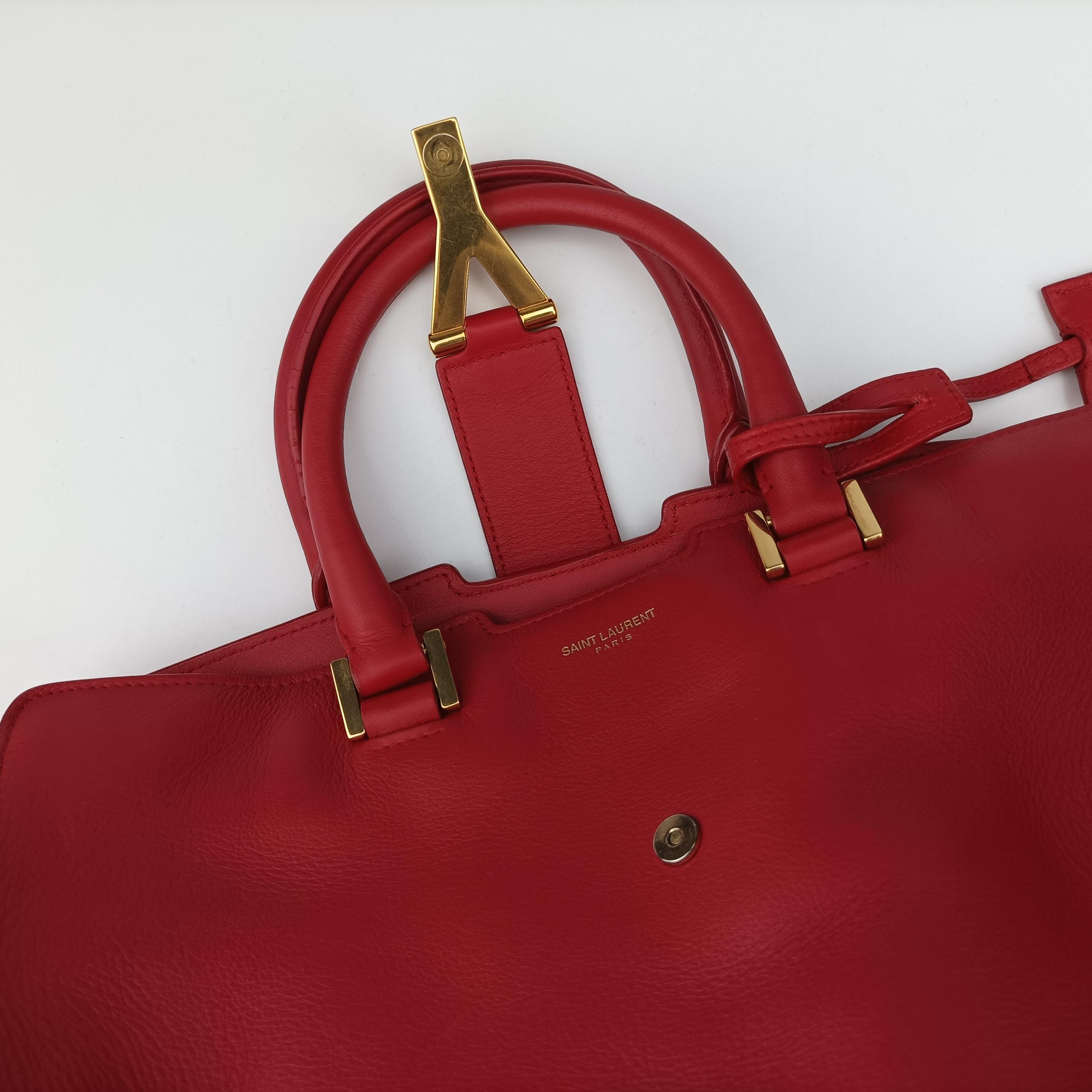 Pre-owned Yves Saint Laurent Y Ligne Petit Cabas Red Leather 311210 shoulderbag | stylenewstar