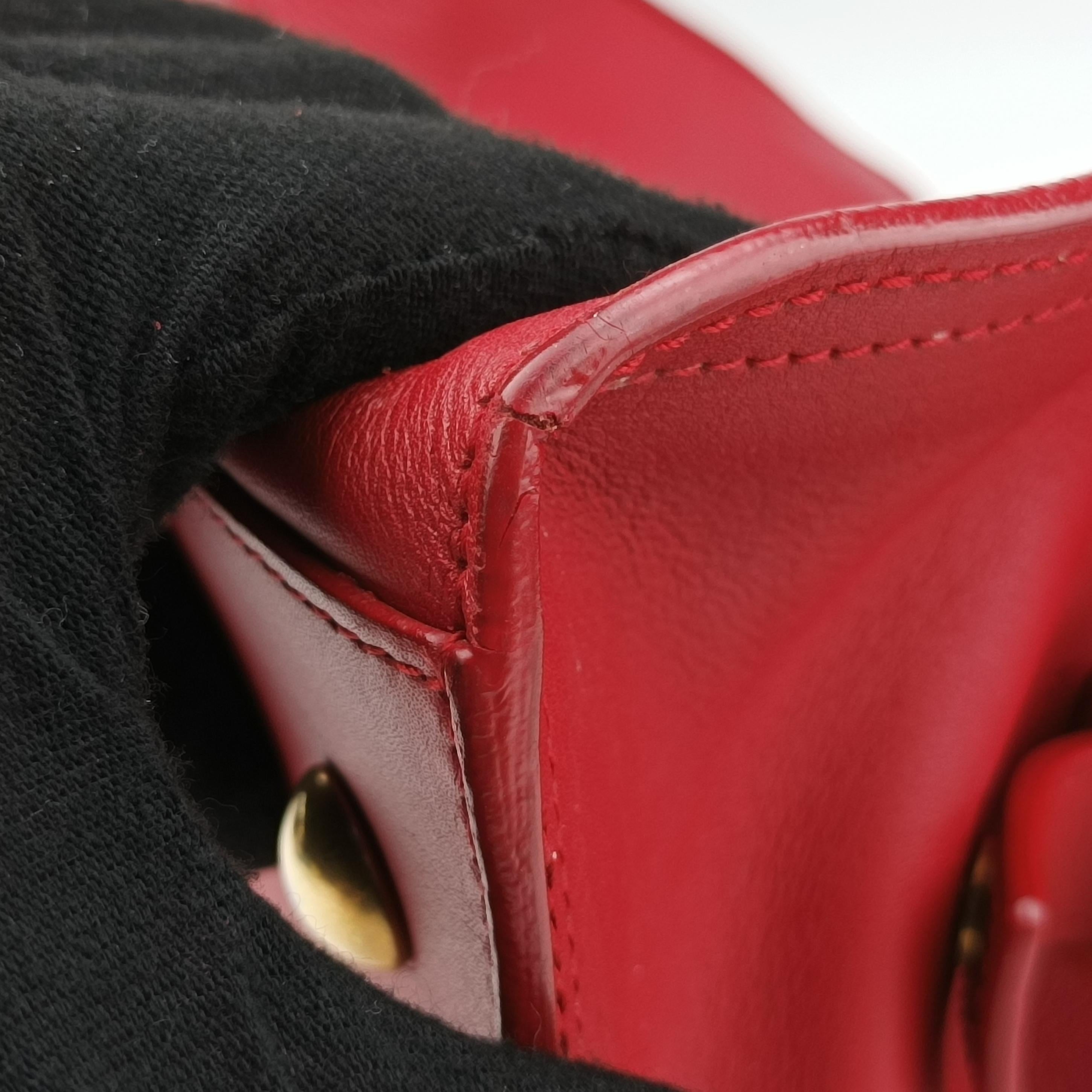 Pre-owned Yves Saint Laurent Y Ligne Petit Cabas Red Leather 311210 shoulderbag | stylenewstar